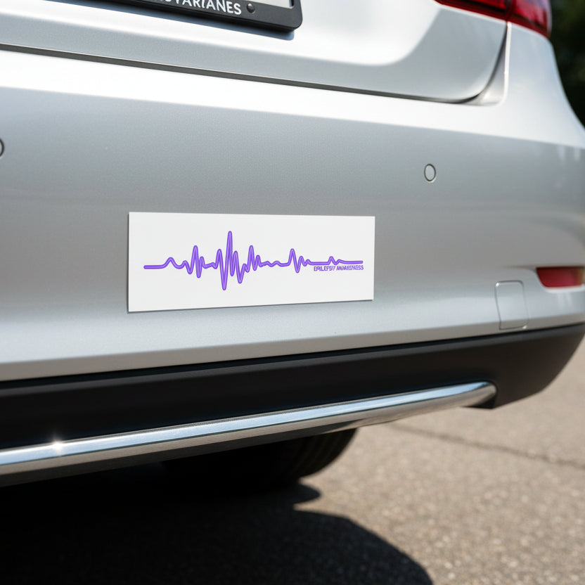 Epilepsy Awareness EEG Wave 10x3 Bumper Magnet – Purple Ribbon Support