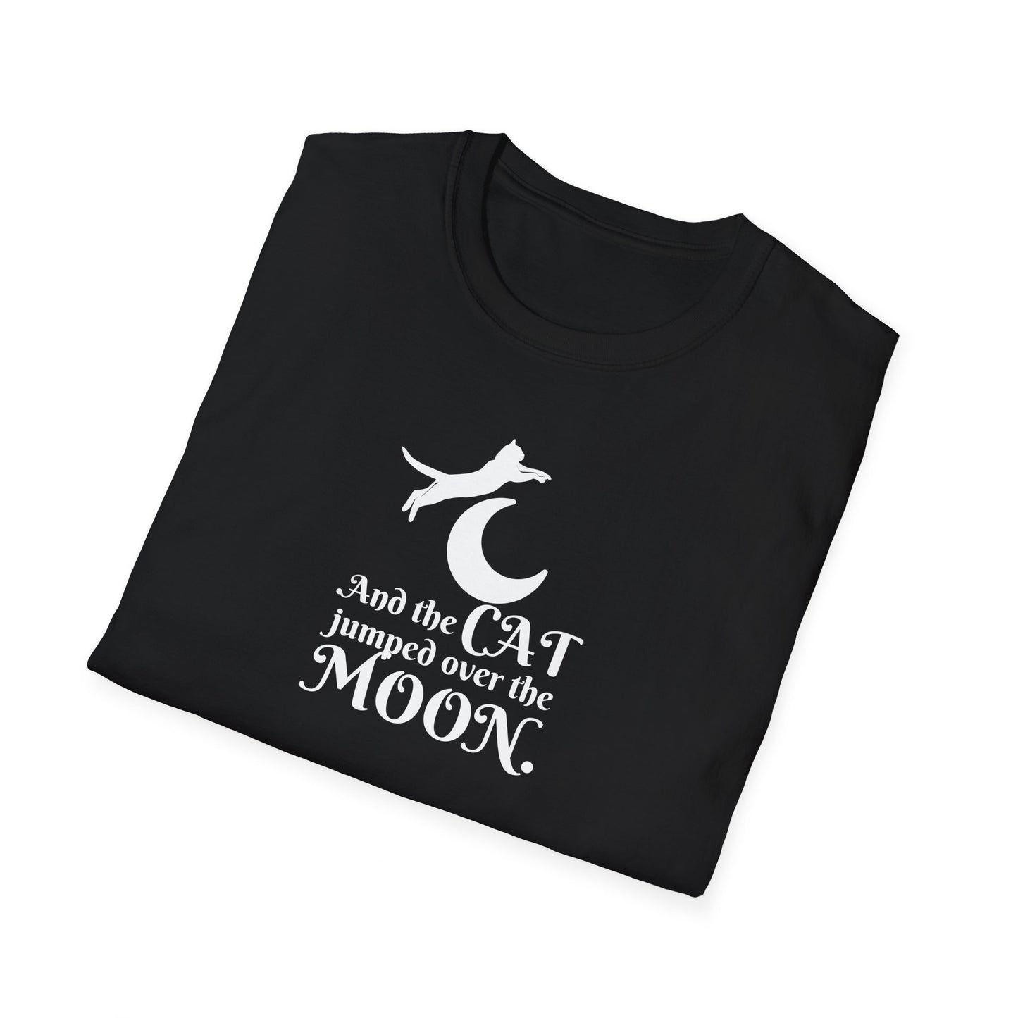 Cat Jumped Over the Moon Unisex Softstyle T - Shirt - T - Shirt - Epileptic Al’s Shop