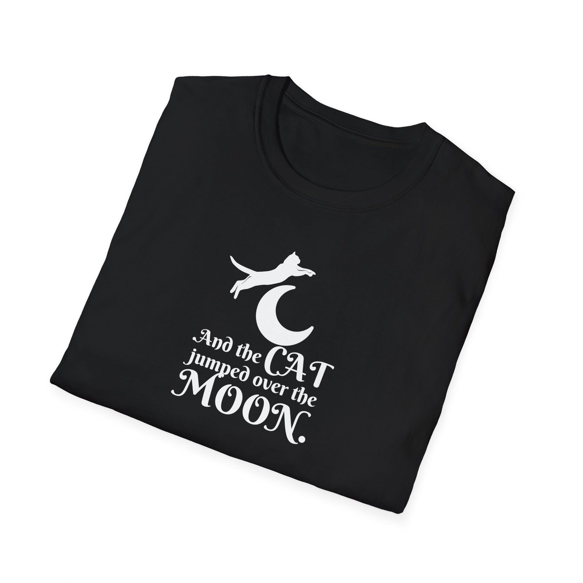 Cat Jumped Over the Moon Unisex Softstyle T - Shirt - T - Shirt - Epileptic Al’s Shop
