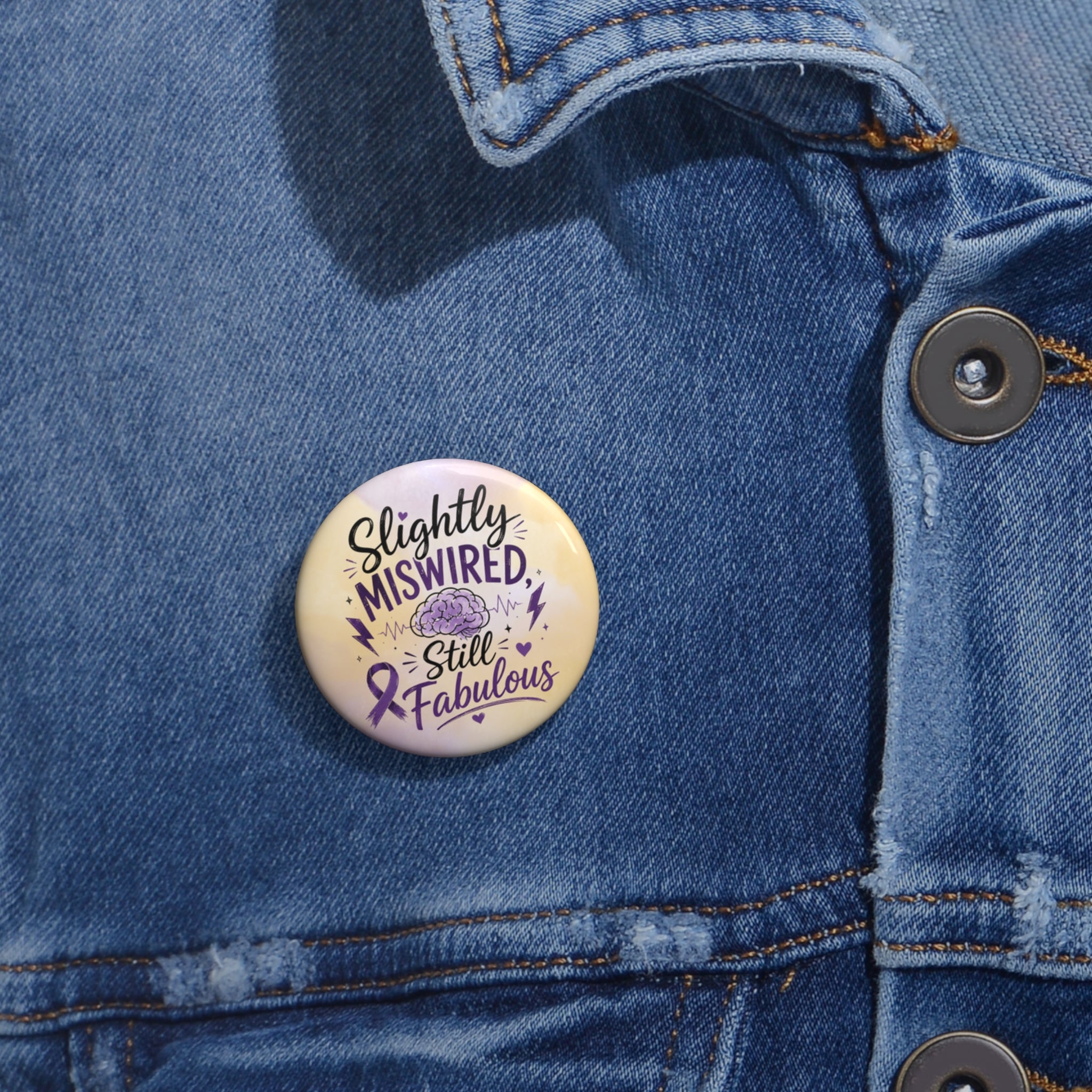 Seizure Awareness Pinback Button | Epilepsy Awareness Pin | Purple Ribbon Button