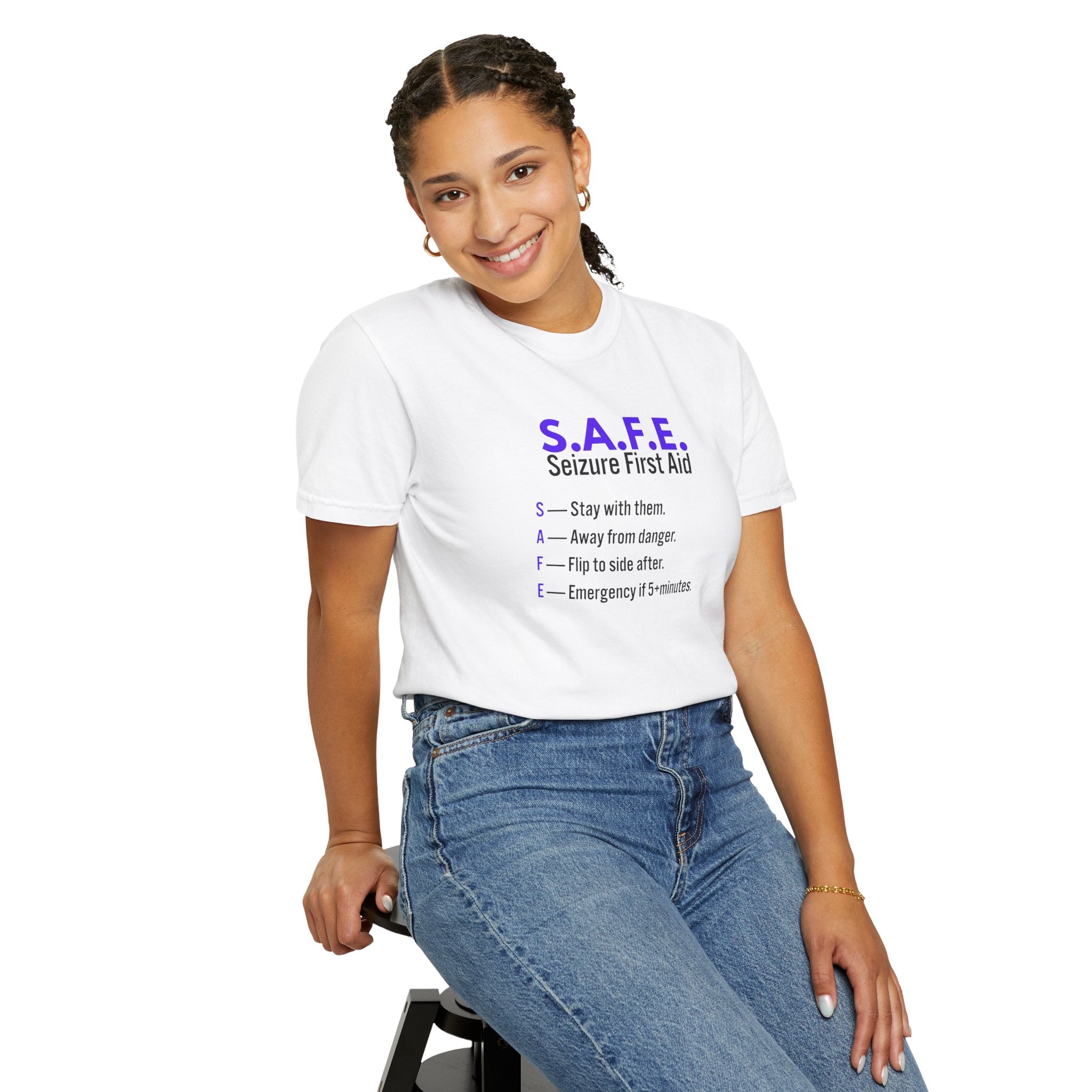 S.A.F.E. Seizure First Aid T-Shirt – Epilepsy Awareness Education Tee