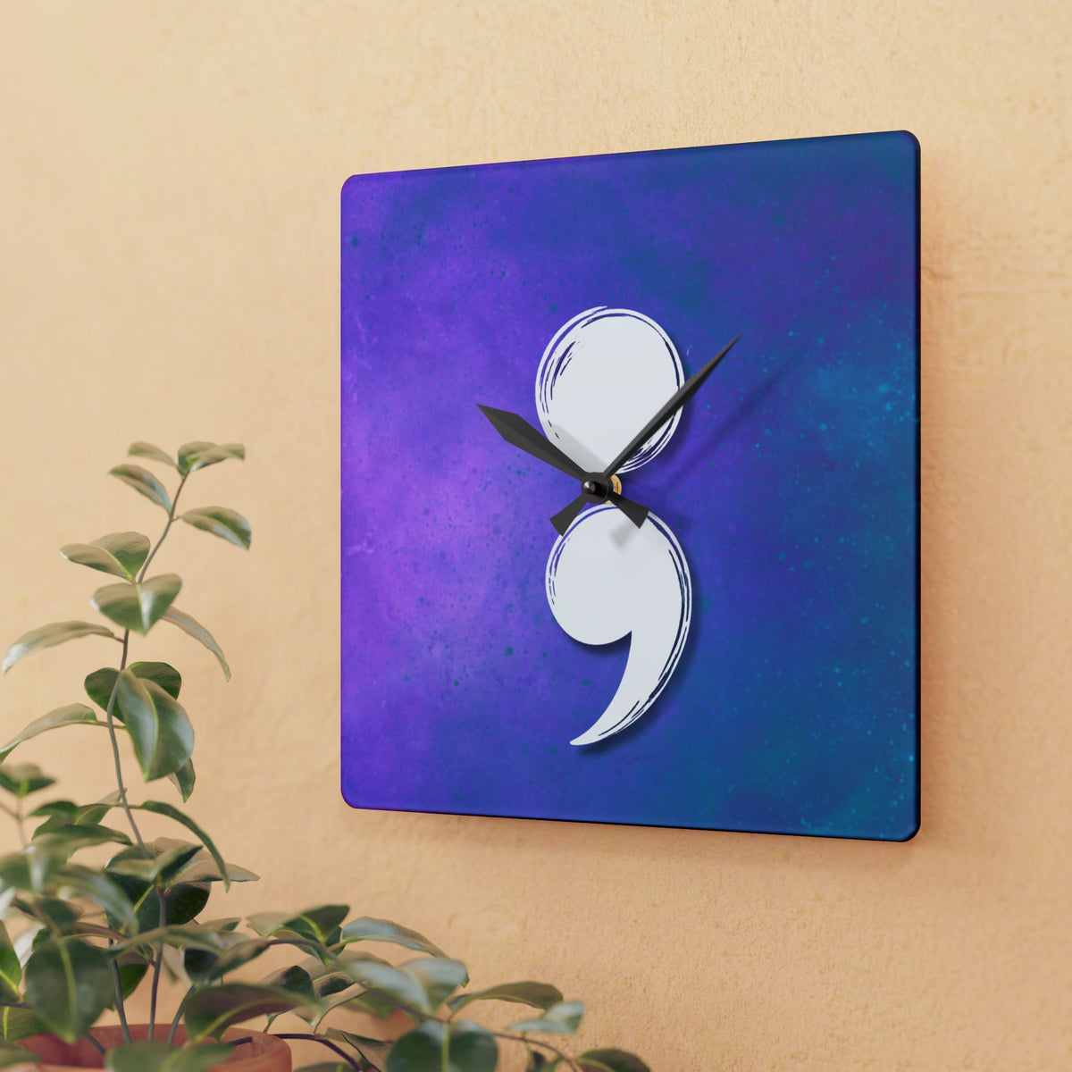 Semicolon Suicide Awareness Wall Clock | Resilience & Hope