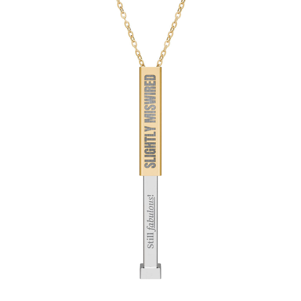 Slightly Miswired, Still Fabulous Hidden Message Sliding Bar Necklace