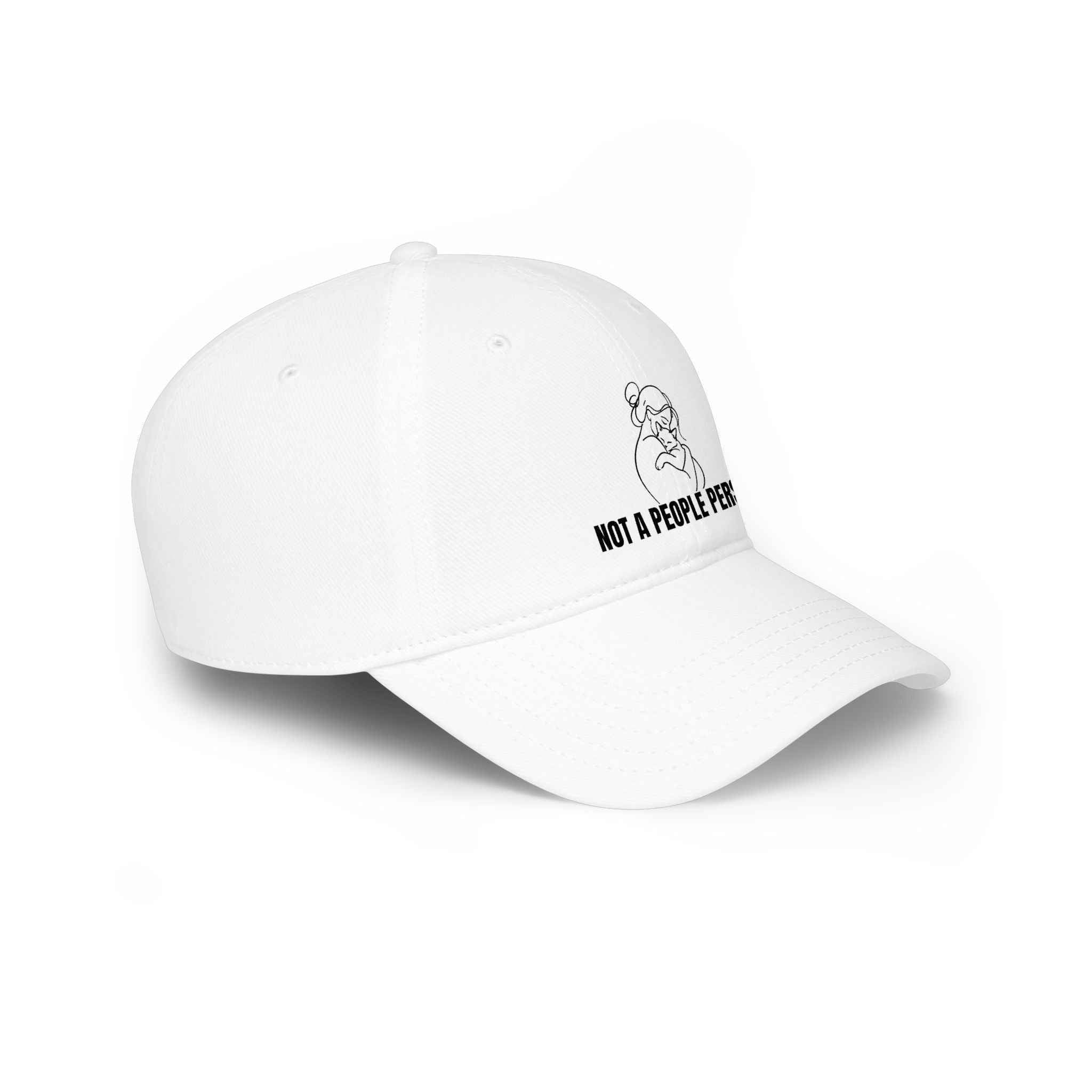 “Not a People Person” Cat Line Art Hat – Low Profile Cotton Cap (Unbothered Edition)
