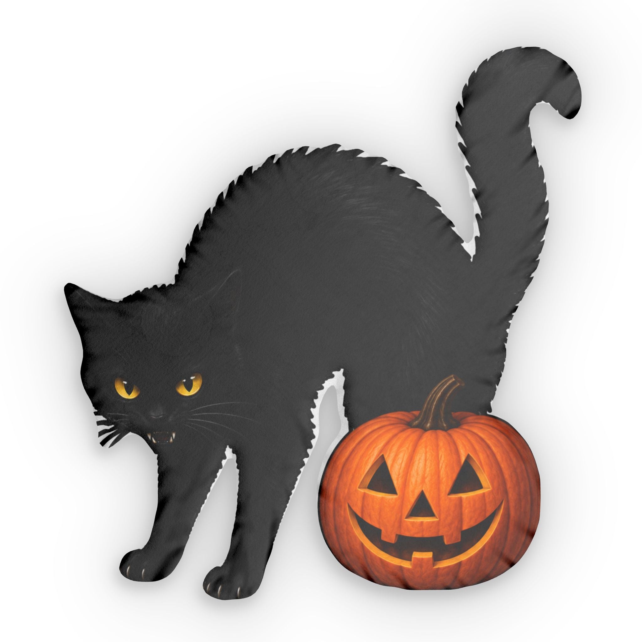Black Cat & Jack-O’-Lantern Shaped Plush Pillow