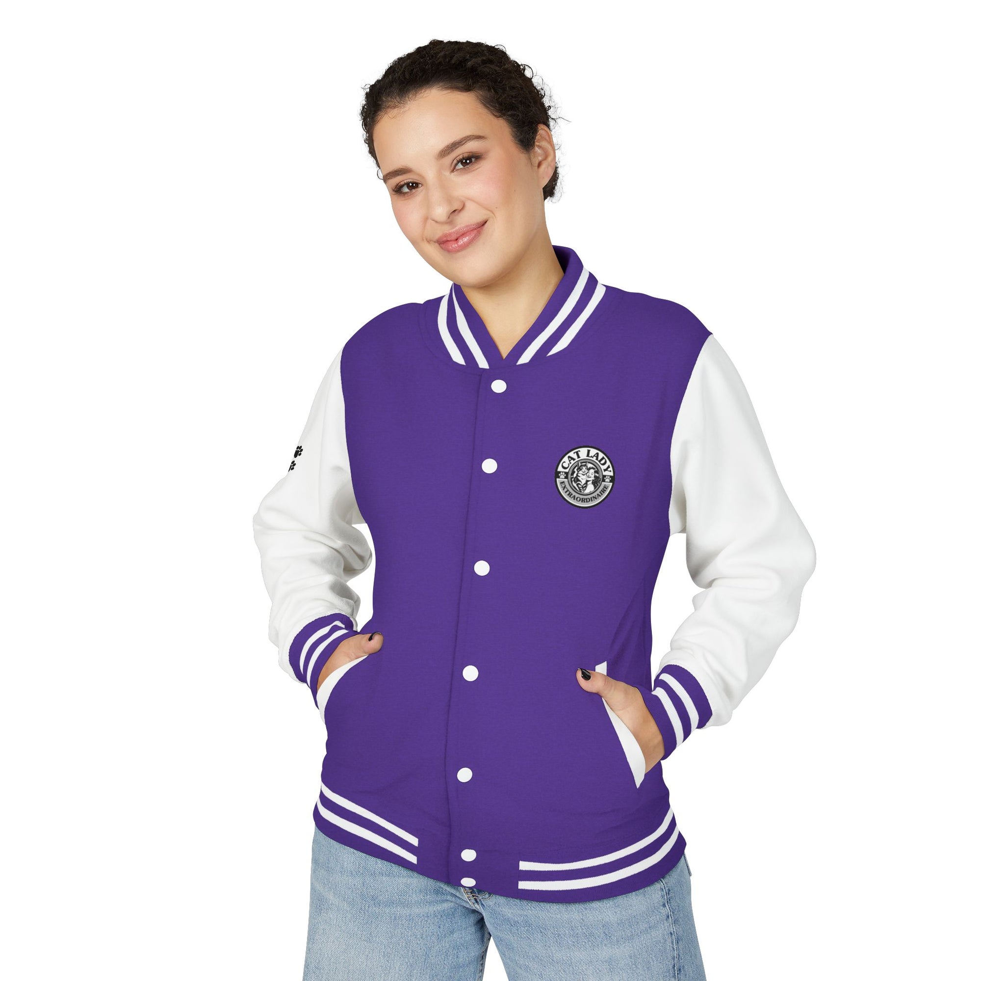 Cat Lady Extraordinaire Colorful Letterman Jacket