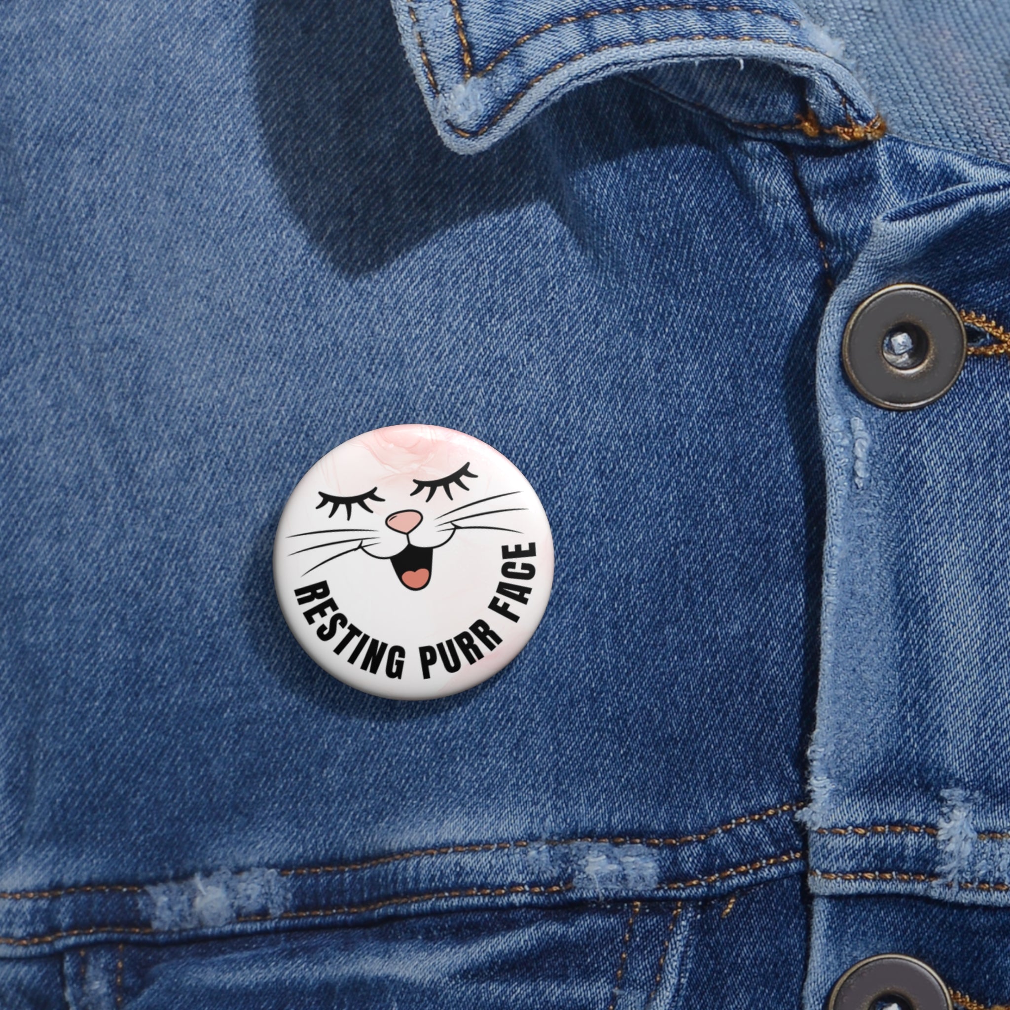 Resting Purr Face Cat Pin Button