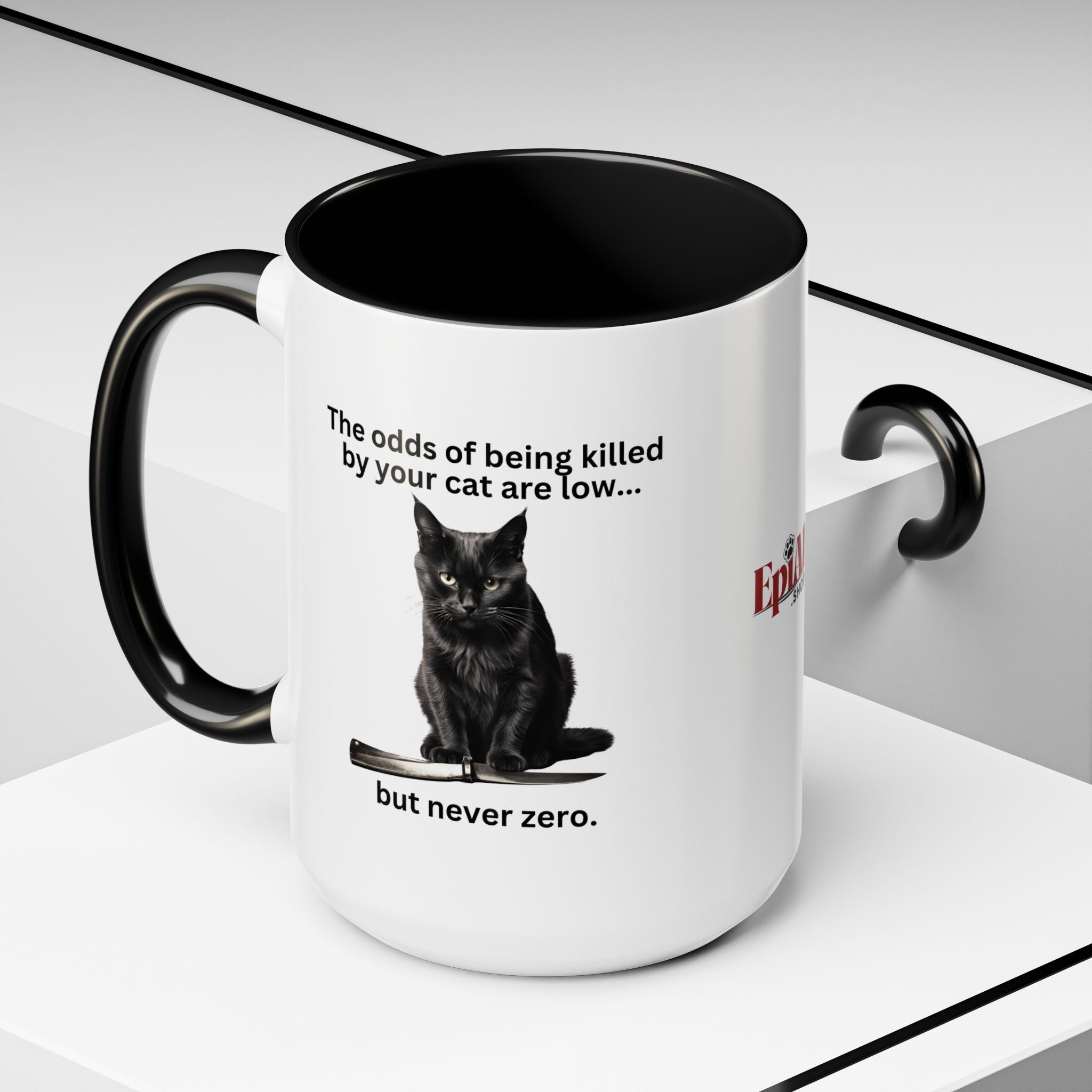 Photo depicting the ​Killer Cat Odds Accent Coffee Mug (11, 15oz) from EpiAl's Shop.