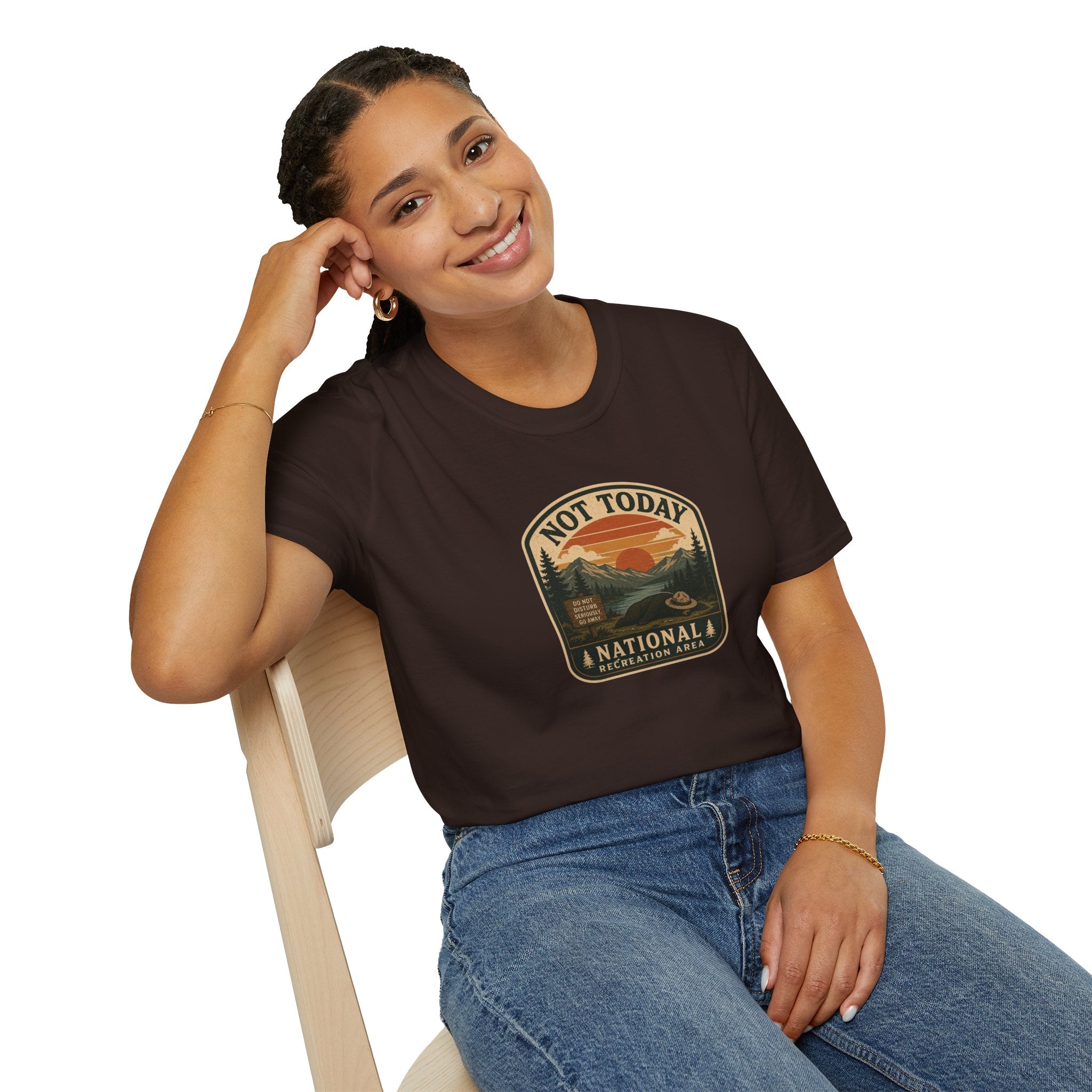 Not Today National Recreation Area Unisex T-Shirt | Funny Retro Outdoors Graphic Tee