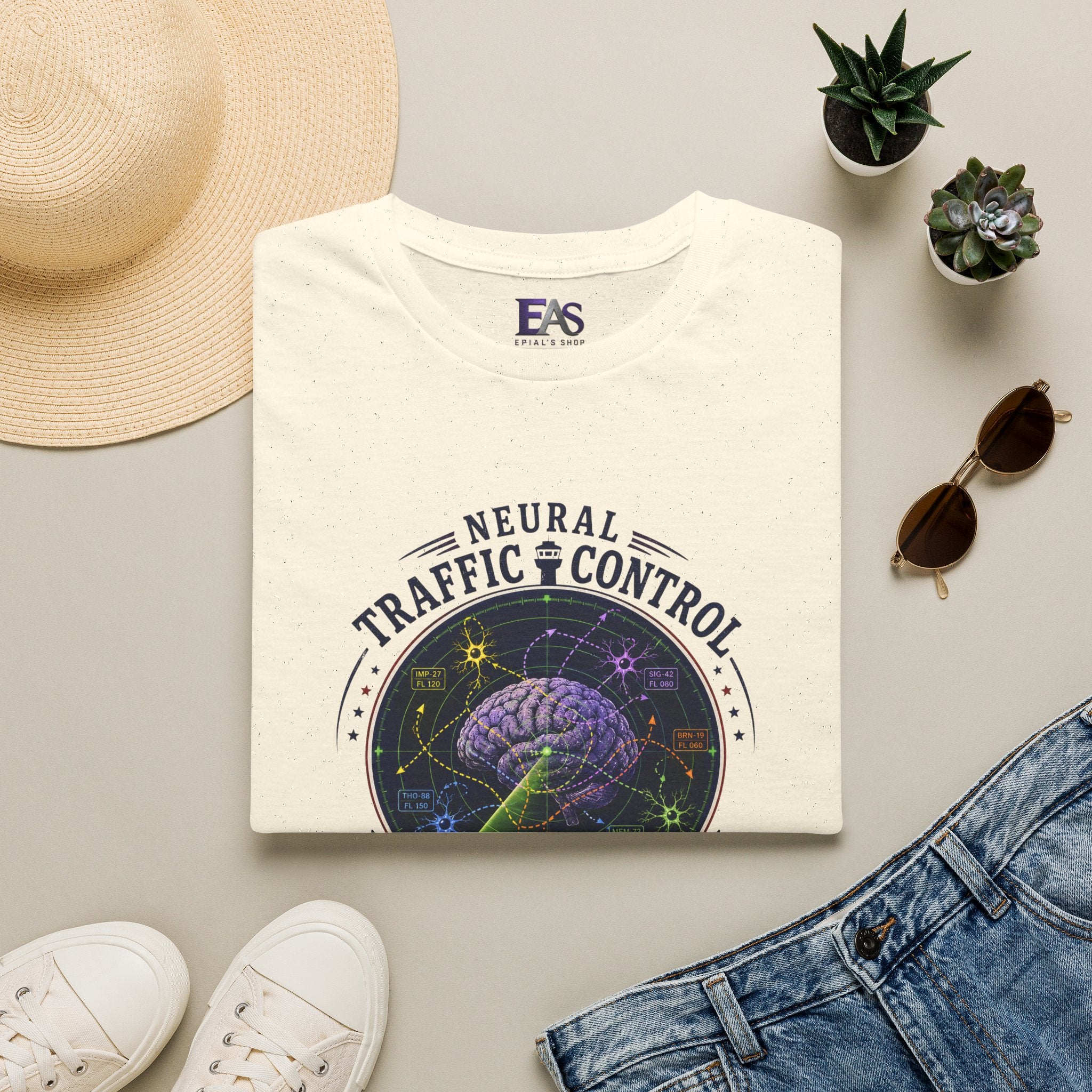 Neural Traffic Control T-Shirt | Brain Radar Graphic Tee