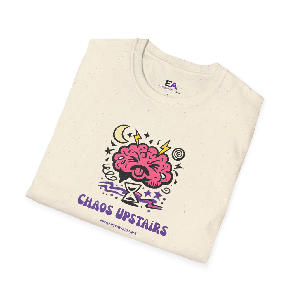 Chaos Upstairs Epilepsy Awareness T-Shirt | Funny Neurostrong Brain Graphic Tee