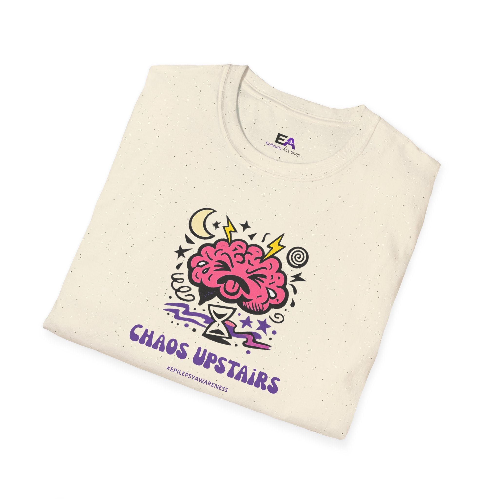 Chaos Upstairs Epilepsy Awareness T-Shirt | Funny Neurostrong Brain Graphic Tee