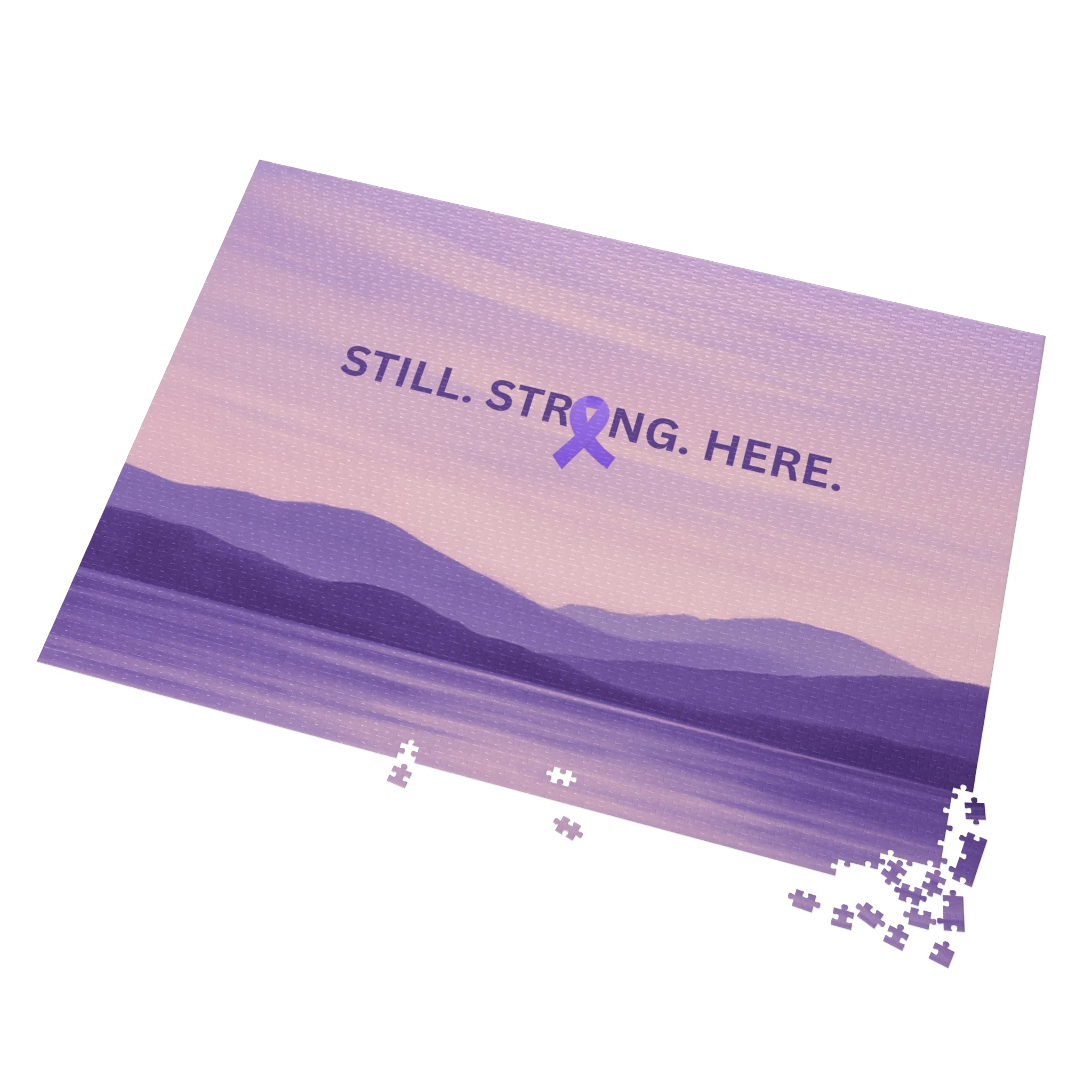 “Still. Strong. Here.” Epilepsy Awareness Jigsaw Puzzle — Lavender Horizon Design