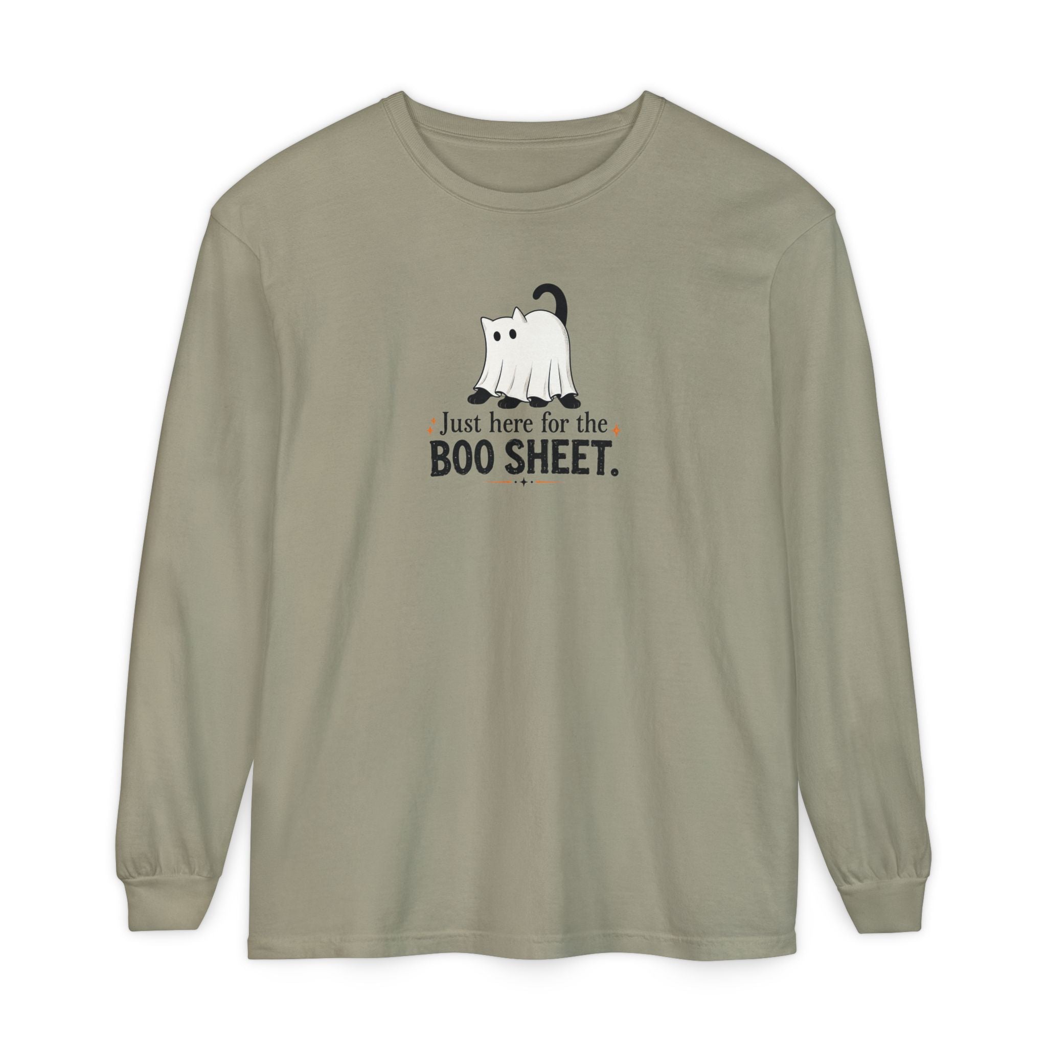 Just Here for the Boo Sheet Halloween Cat Long Sleeve Shirt