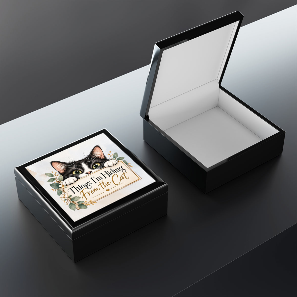 Things I’m Hiding From the Cat Keepsake Box | Funny Cat Lover Storage Box