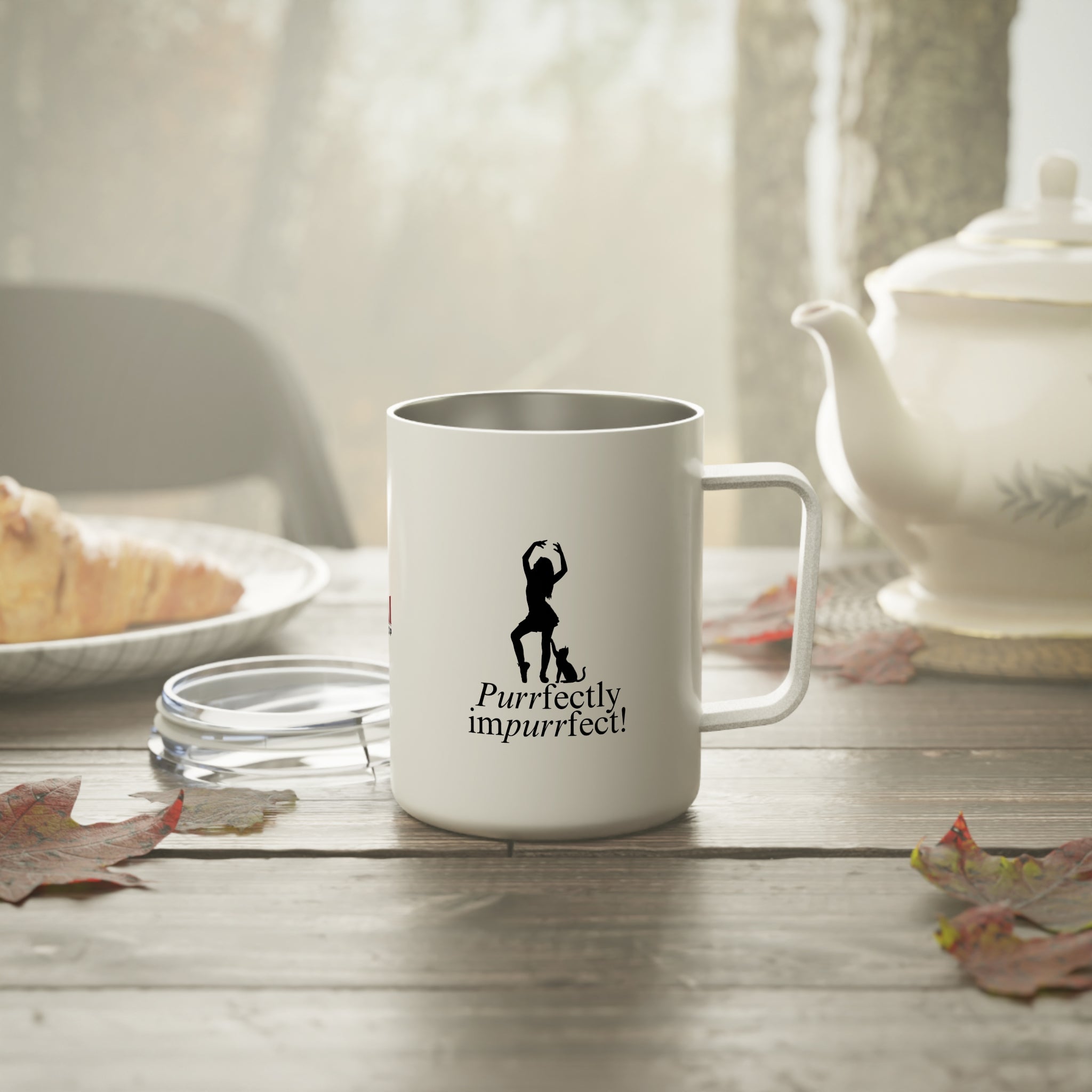 Photo depicting the ​Purrfectly Impurrfect Insulated Coffee Mug, 10oz from EpiAl's Shop.