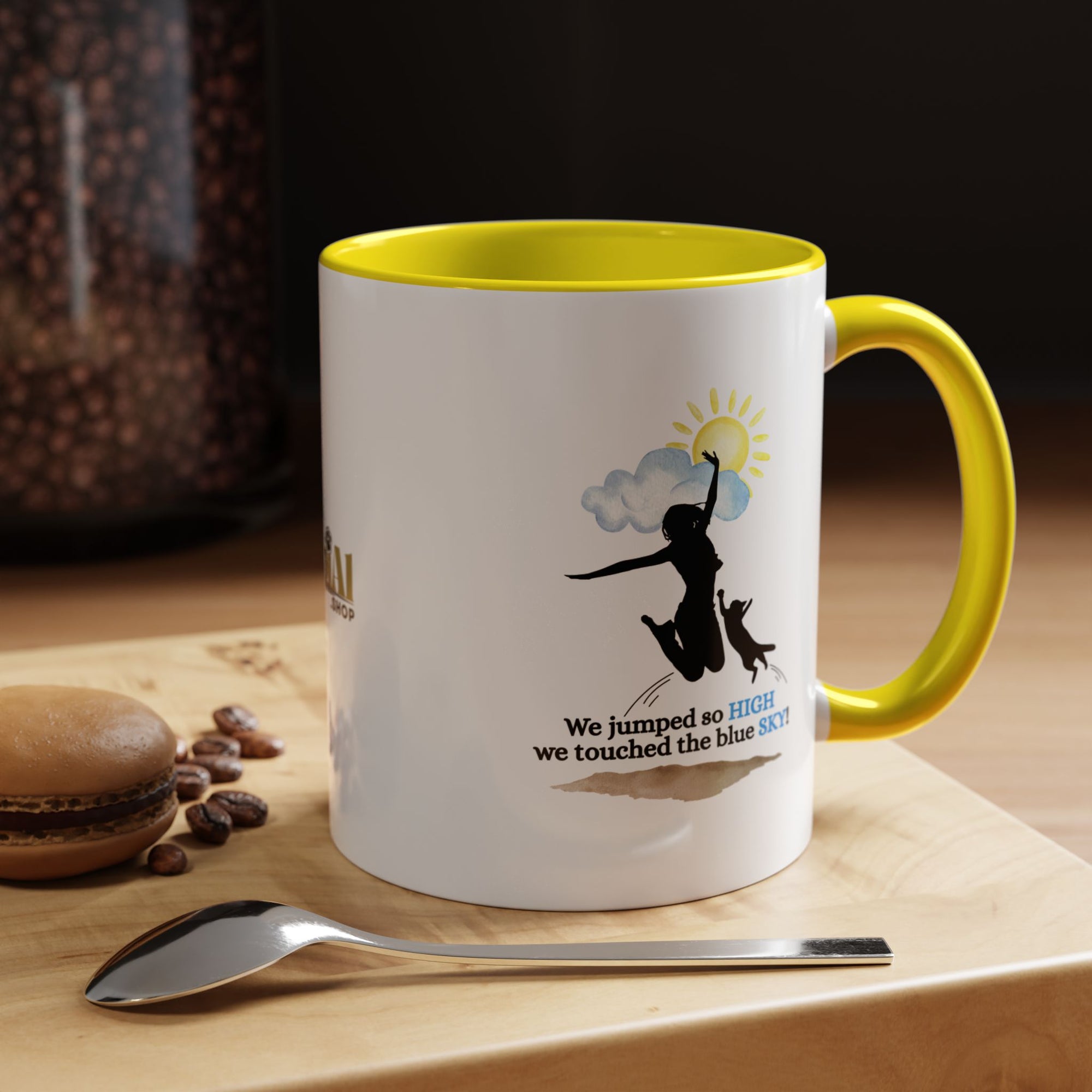 Inspirational Coffee Mug - "We Jumped So High" - Fun and Motivational Gift for Cat Lovers