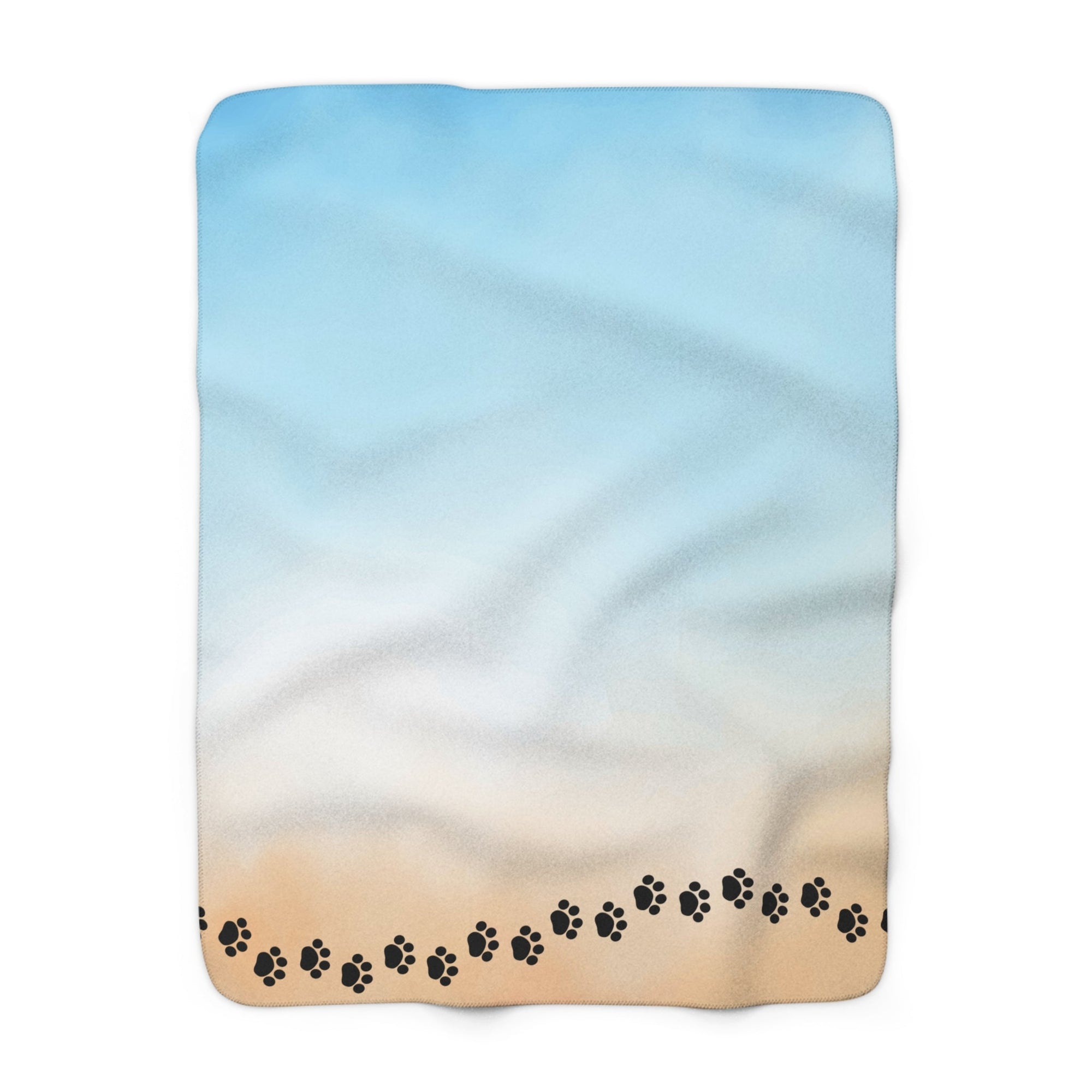 Sky & Sand Paw Print Sherpa Fleece Blanket - Cozy Pet Lover Gift Printify