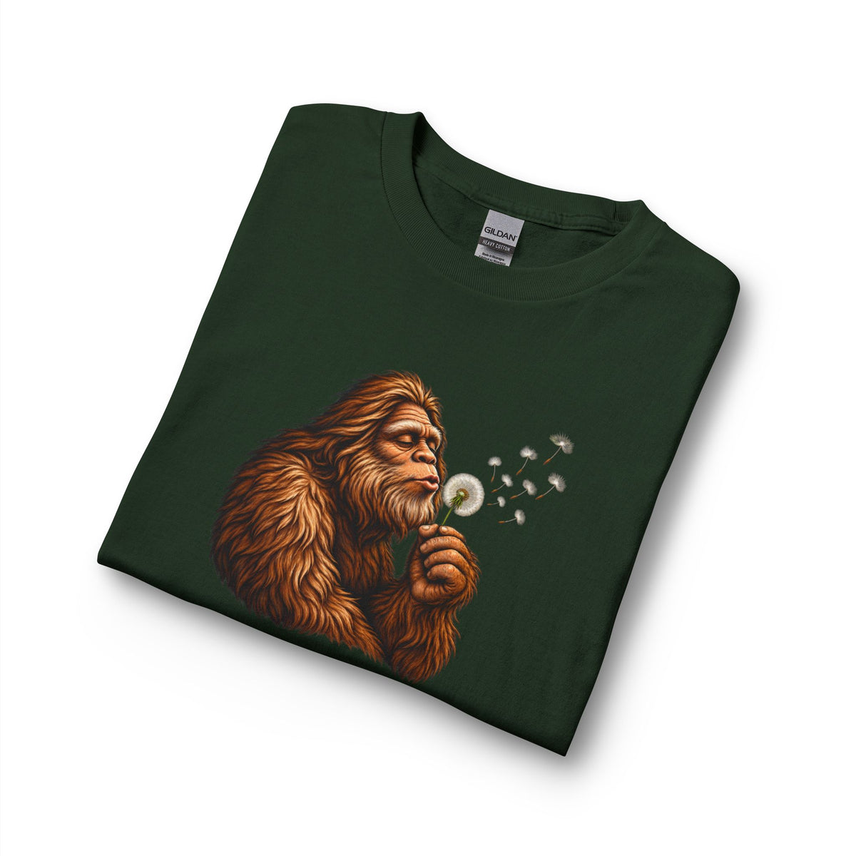 Bigfoot Blowing Dandelion Long Sleeve T-Shirt | Peaceful Sasquatch Nature Tee
