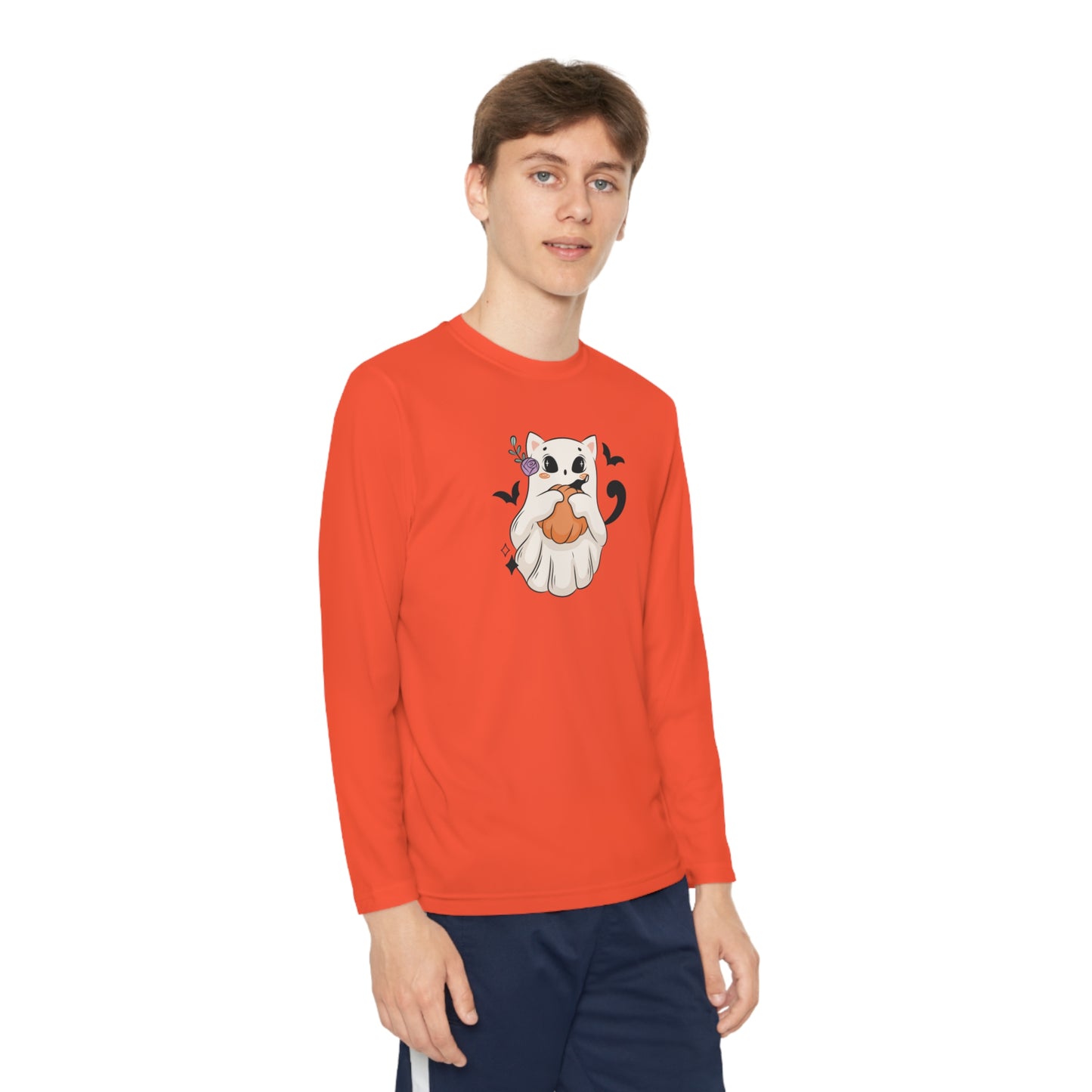 Sweet Kitty Ghost Youth Long Sleeve Competitor Tee - Kids clothes - Epileptic Al’s Shop