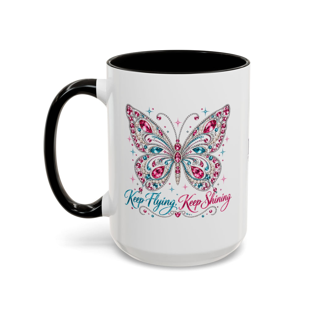 Keep Flying, Keep Shining Rhinestone Butterfly Mug (11oz & 15oz)