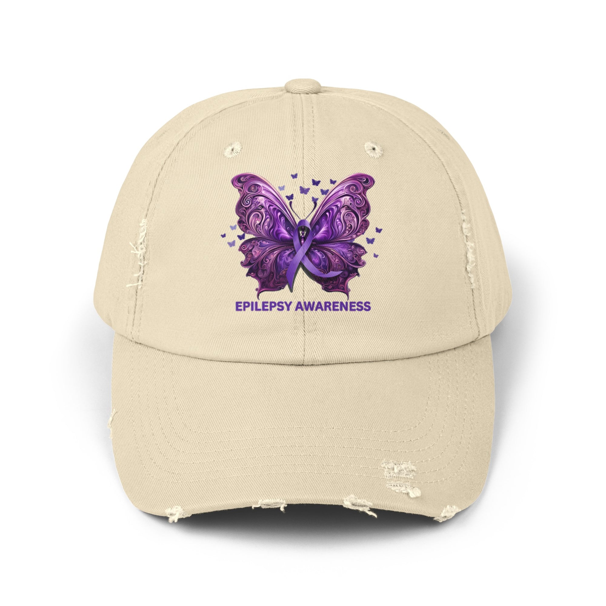 Epilepsy Butterfly Unisex Distressed Cap - Hats - Epileptic Al’s Shop
