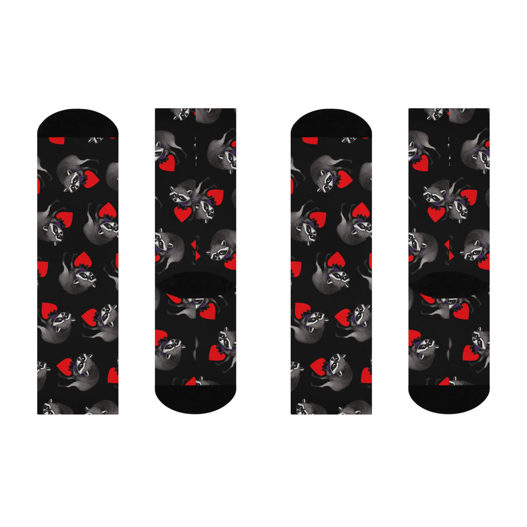 Jimothy Raccoon & Hearts Cushioned Crew Socks
