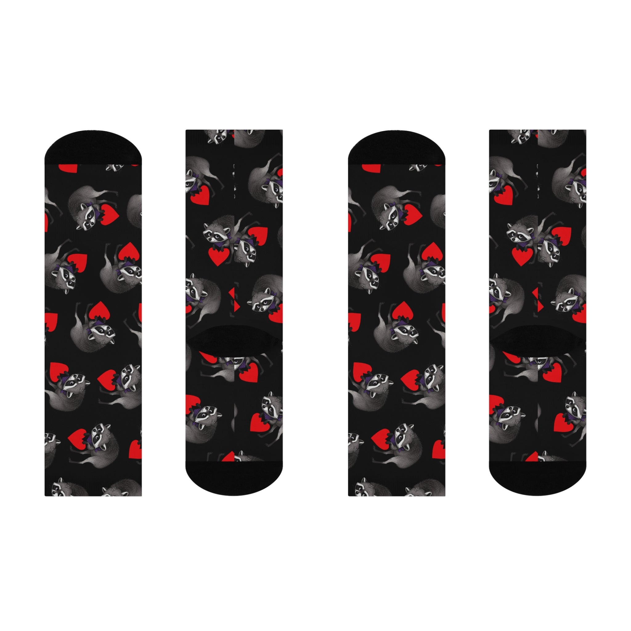 Jimothy Raccoon & Hearts Cushioned Crew Socks