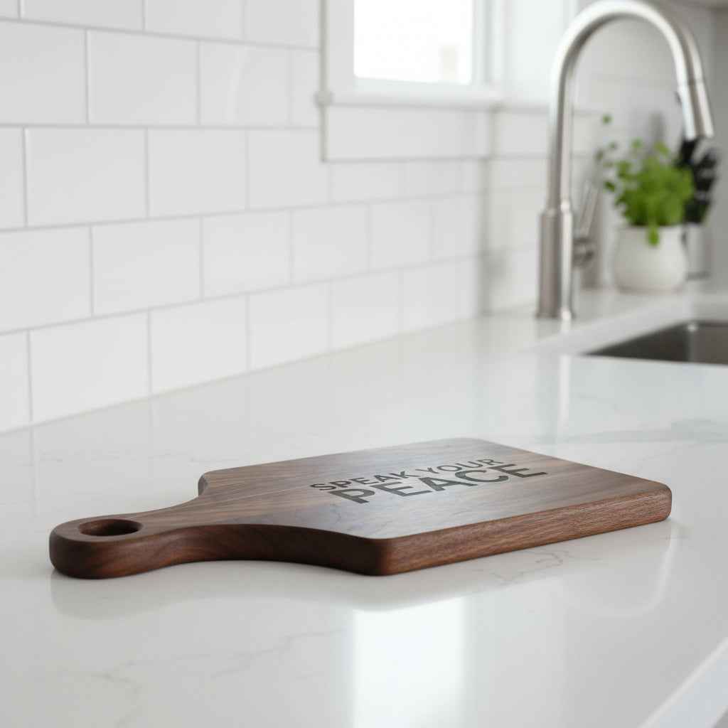 Engraved "Speak Your Peace" Wooden Cutting Board