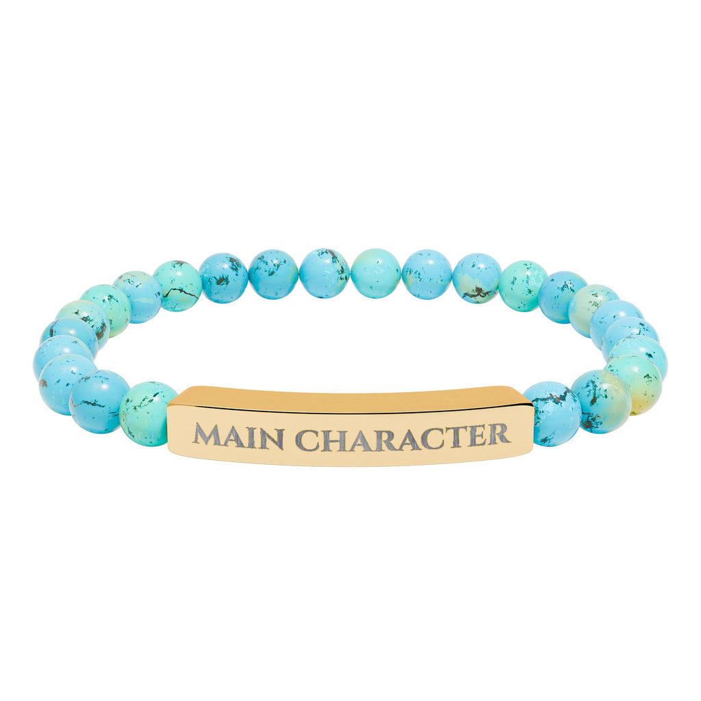 Main Character Natural Stone Engraved Bar Bracelet