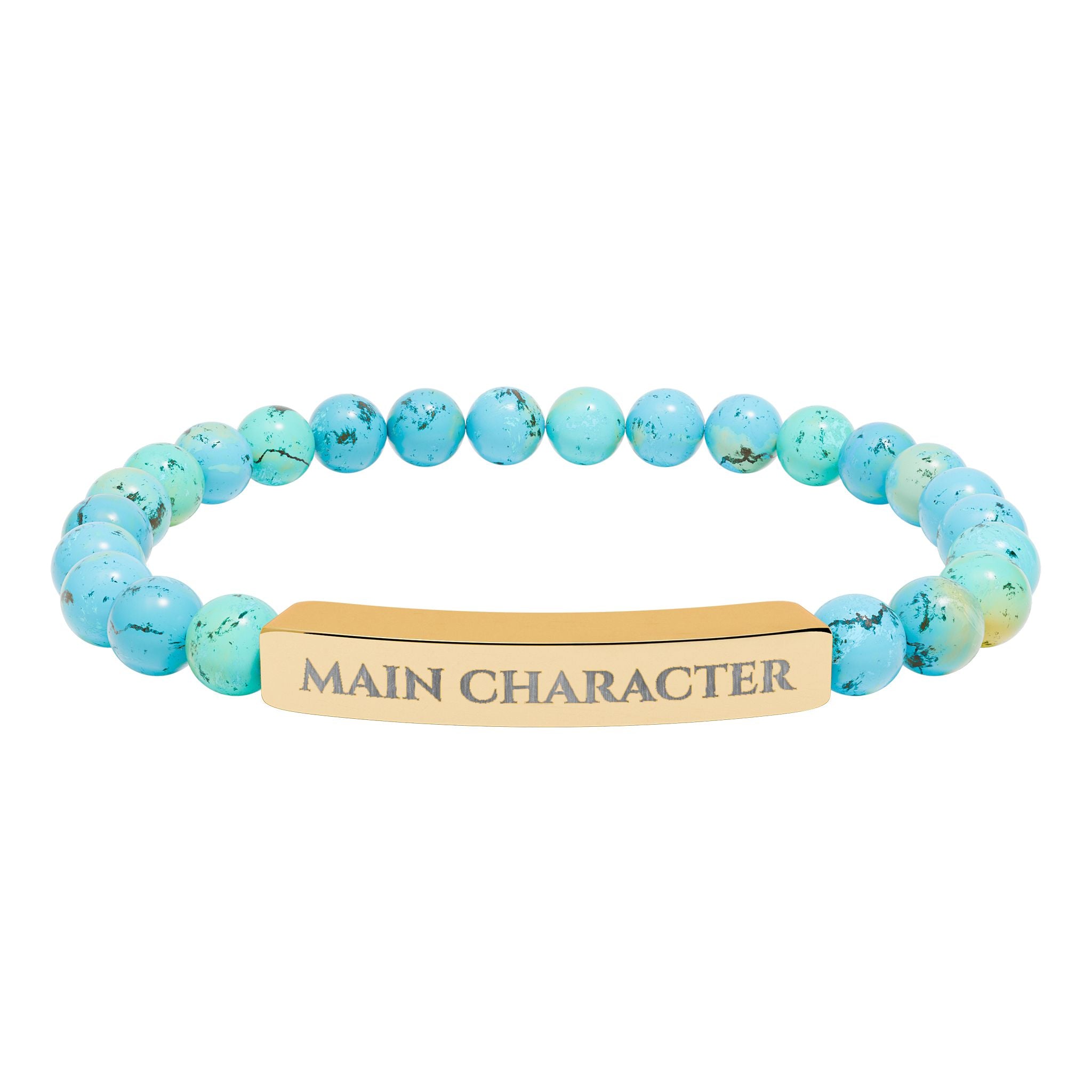 Main Character Natural Stone Engraved Bar Bracelet