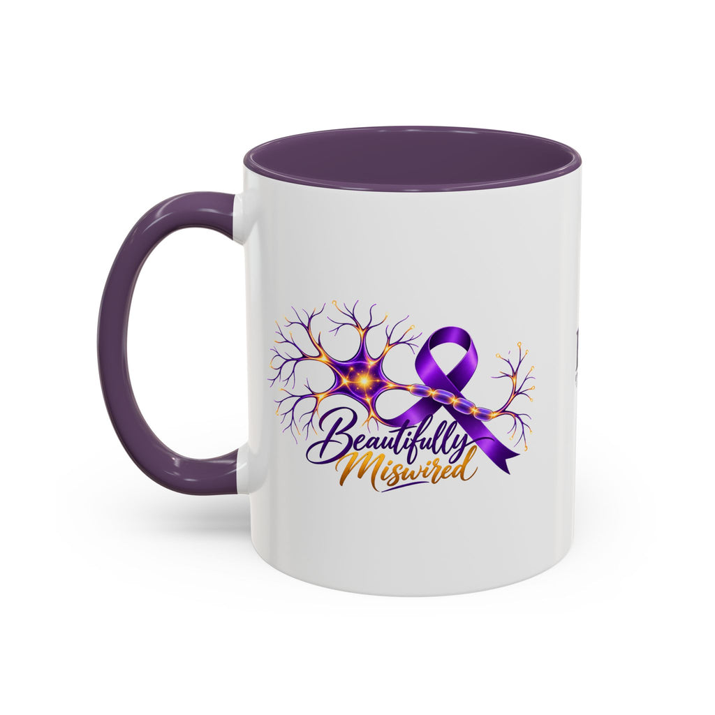 Beautifully Miswired Epilepsy Awareness Ceramic Mug | Purple Ribbon & Neuron Design (11/15oz)