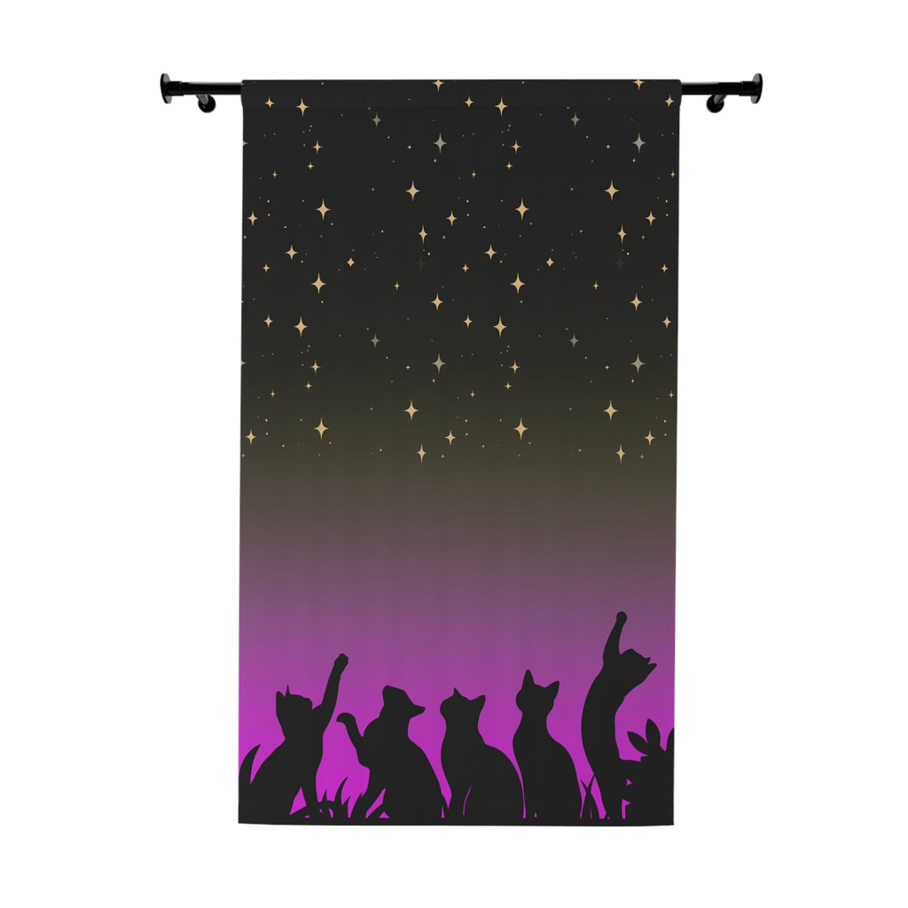 “Night Watchers” Blackout Curtain Panel – Cat Silhouettes & Starry Sky