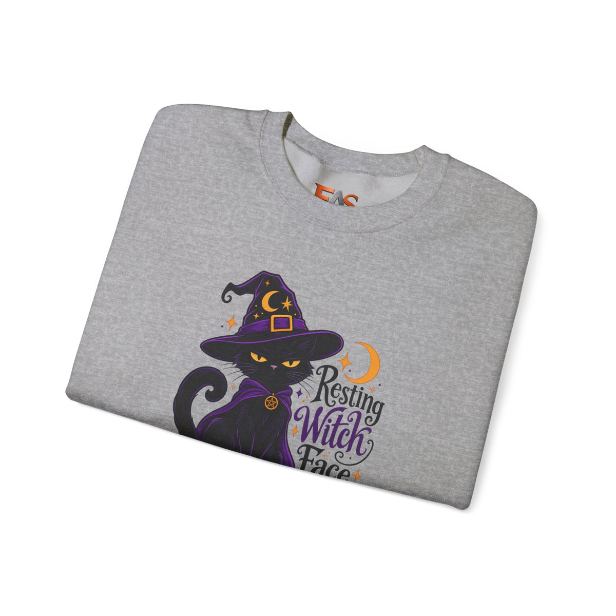 Resting Witch Face Cat Sweatshirt | Halloween Witch Cat Crewneck