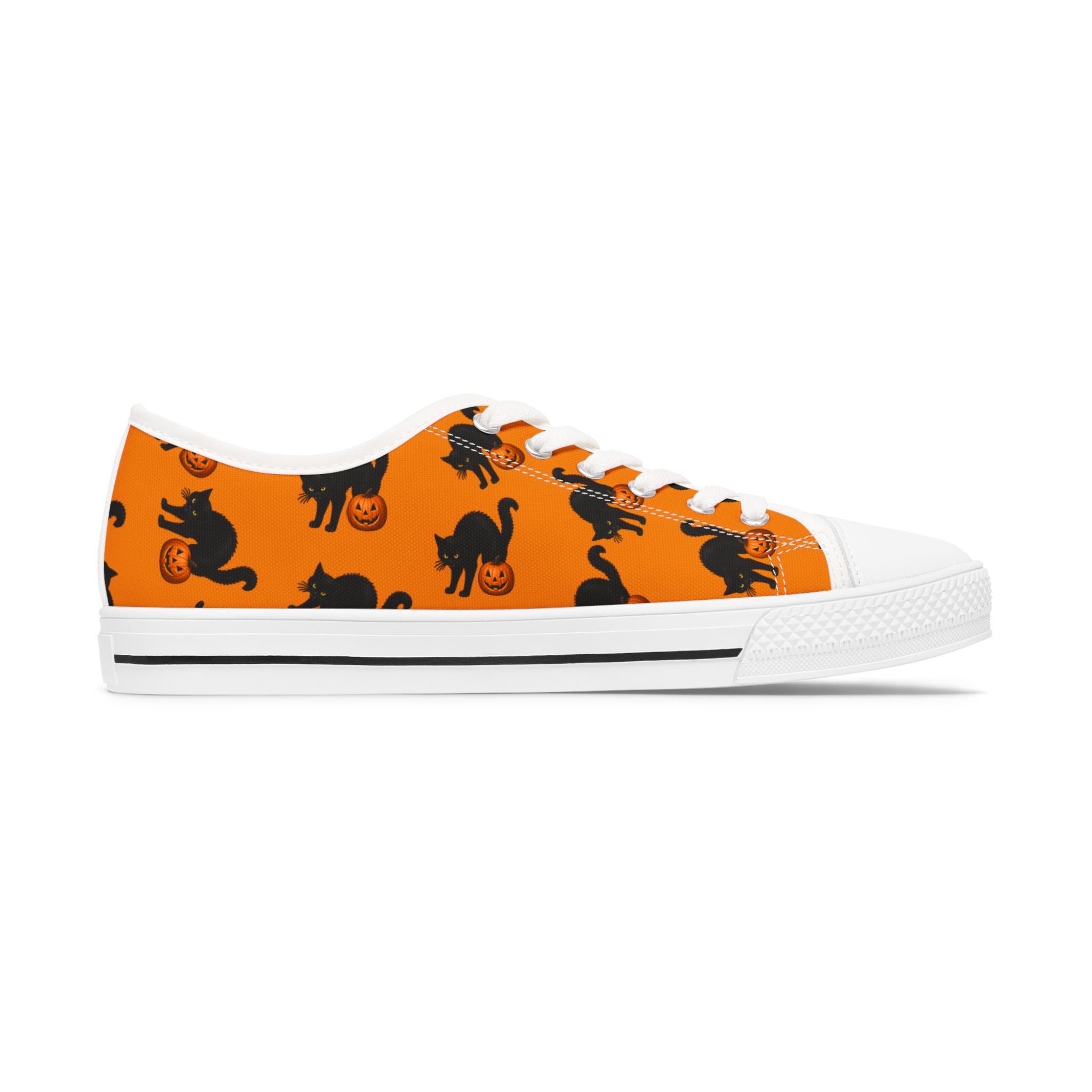 Halloween Black Cat Low-Top Canvas Sneakers