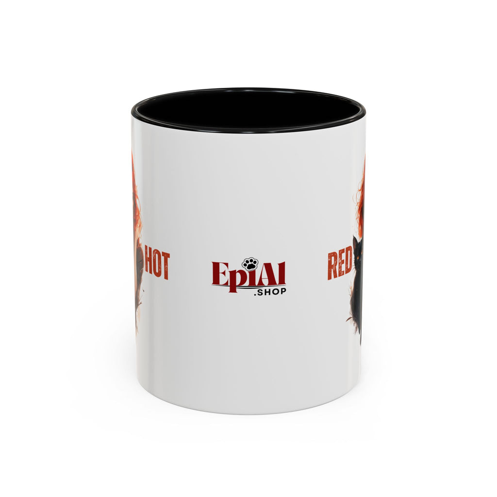 Red Hot Coffee Mug with Artistic Cat-Themed Design