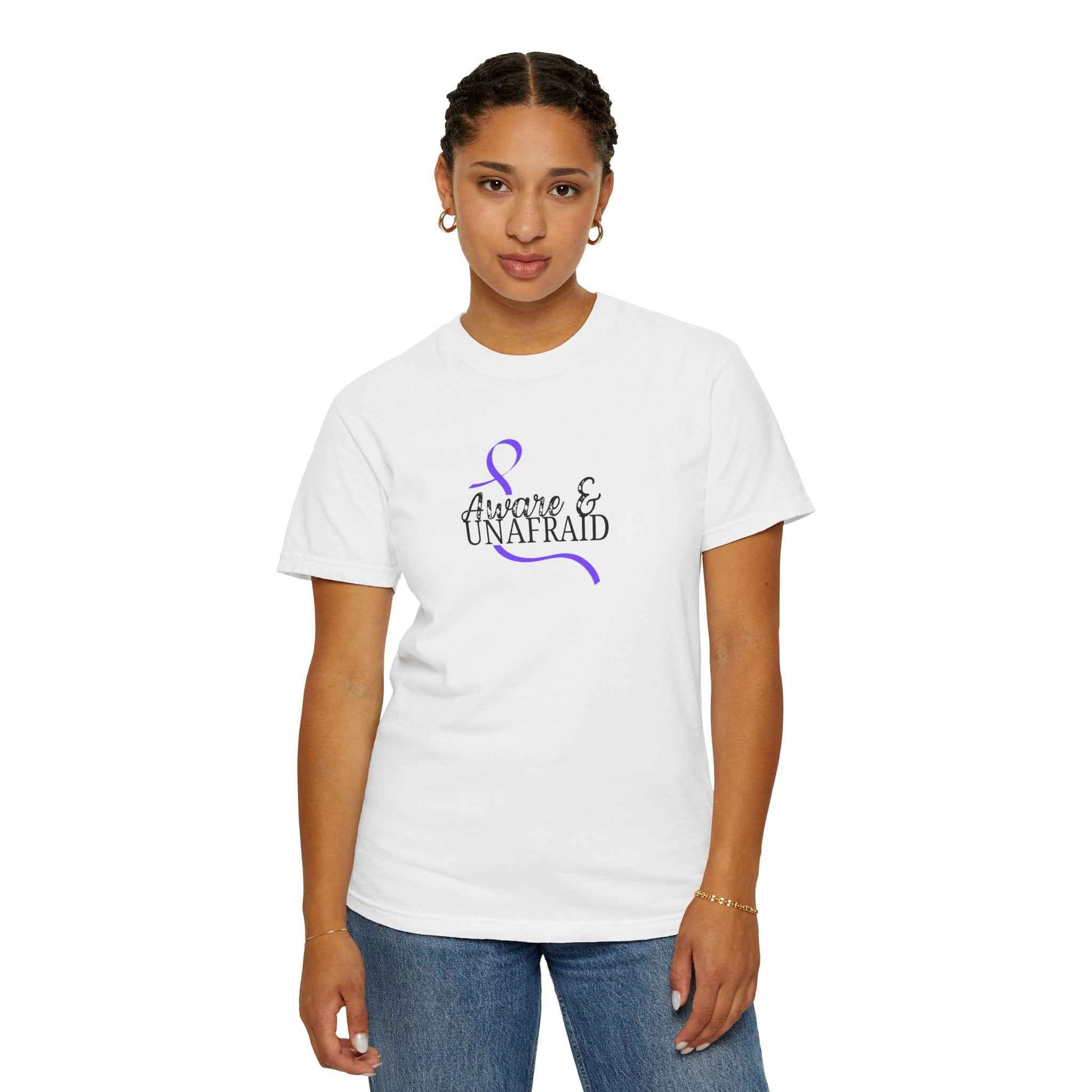Aware & Unafraid T-Shirt – Epilepsy Awareness Purple Tee