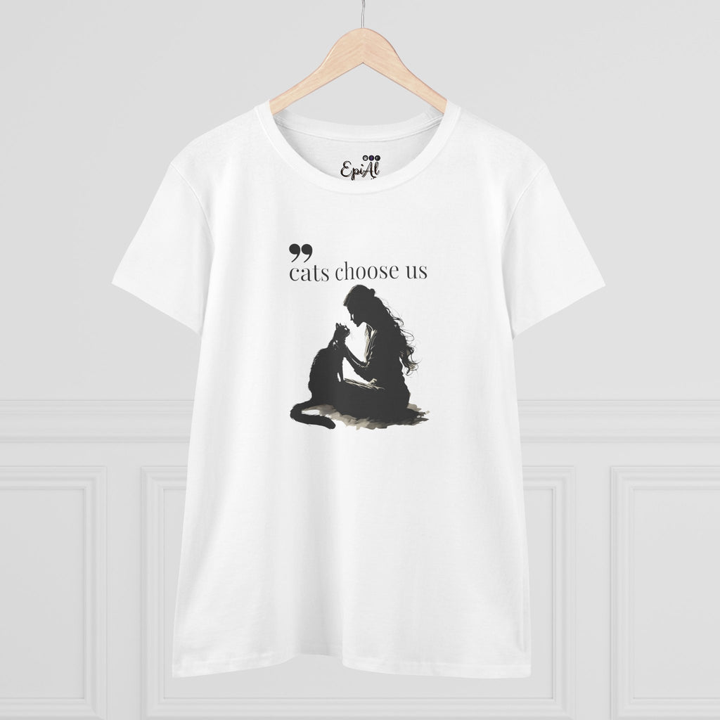 Women's Cat Lover Tee - "Cats Choose Us" Graphic Shirt