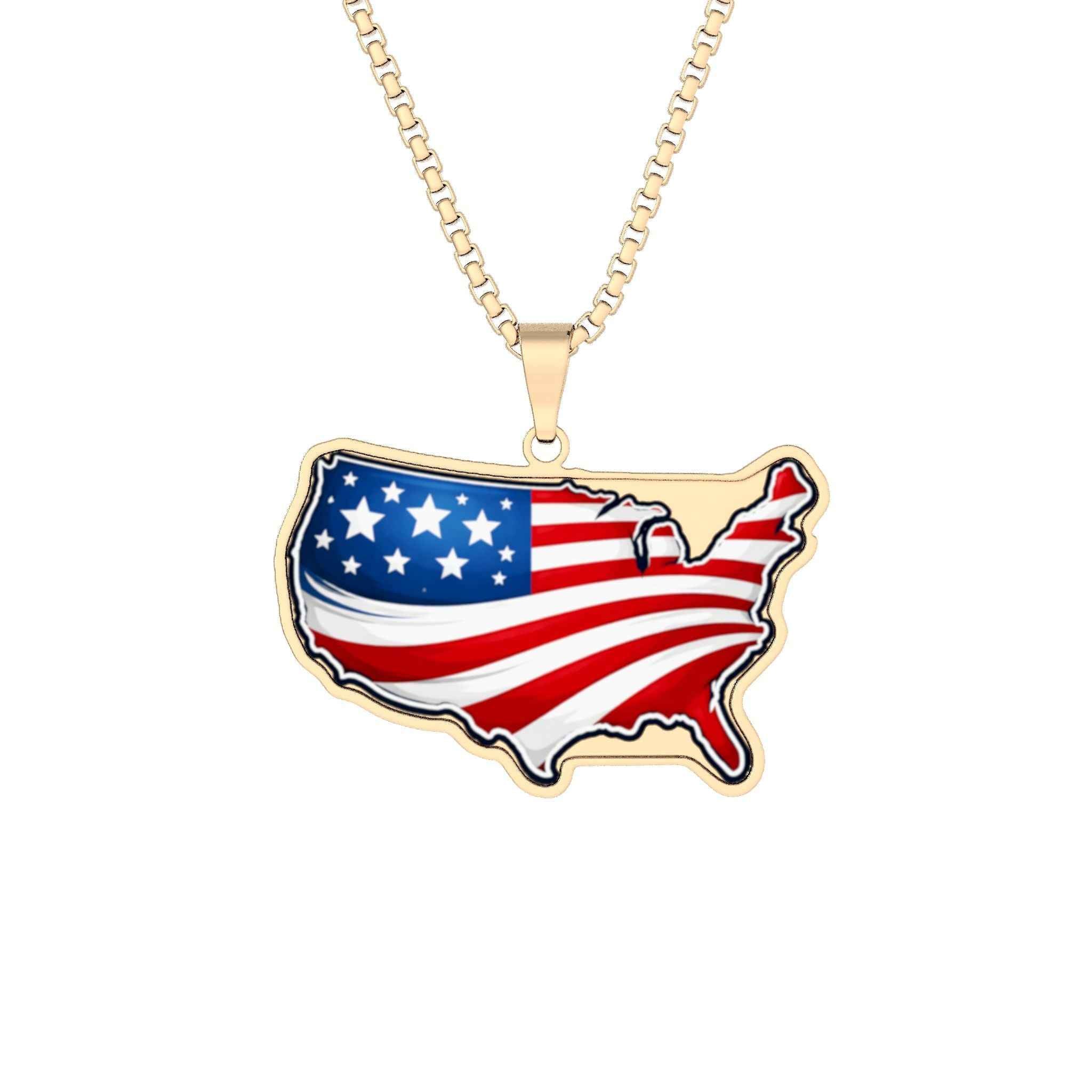 Stars & Stripes USA Necklace | Patriotic America Pendant