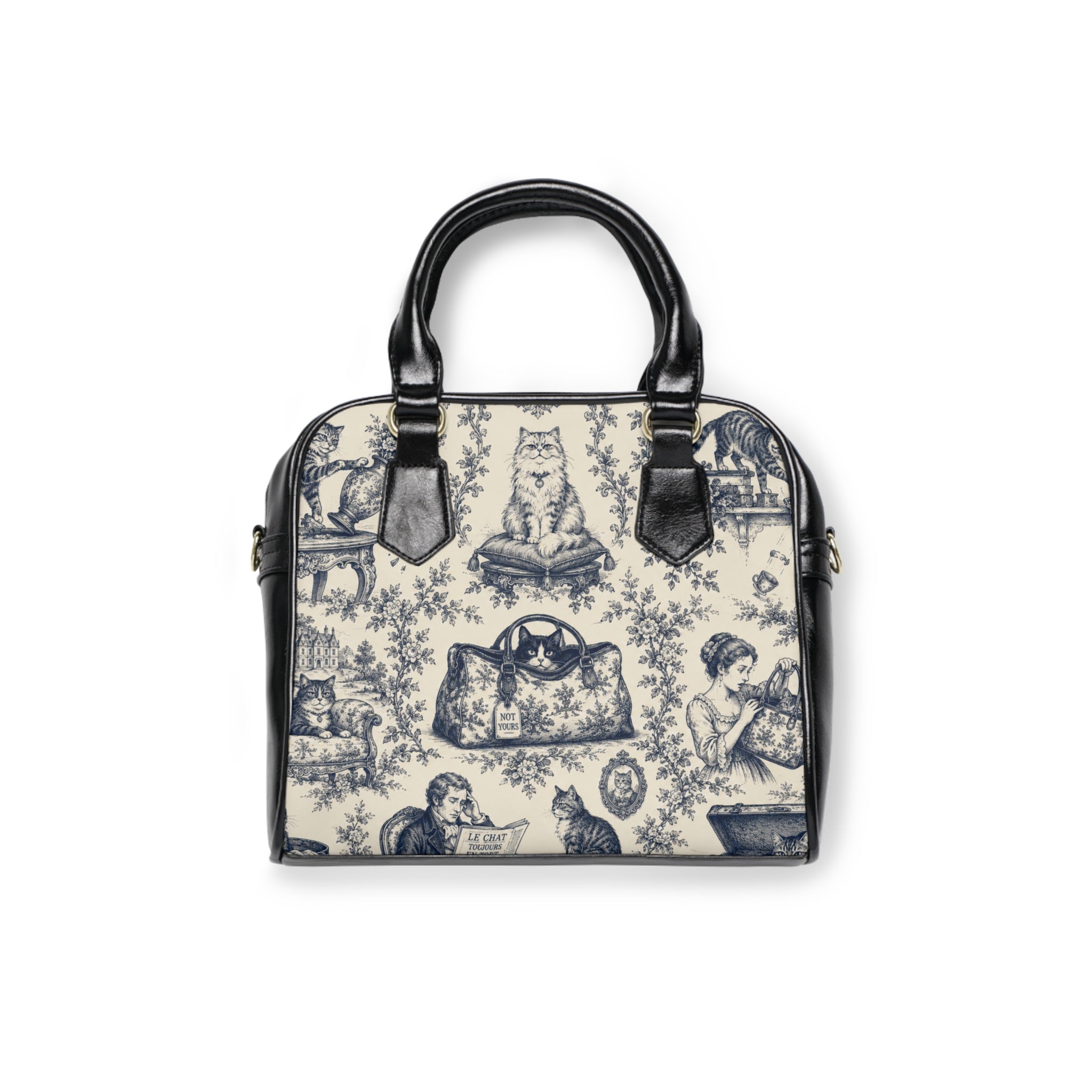 Not Yours Cat Toile Shoulder Handbag