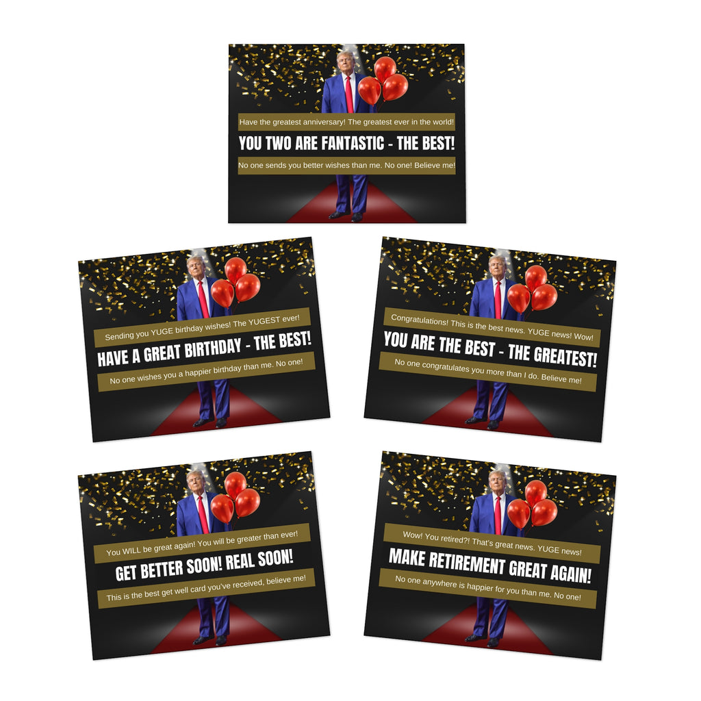 Donald Trump Multi-Design Greeting Cards, Blank Inside (5-Pack)