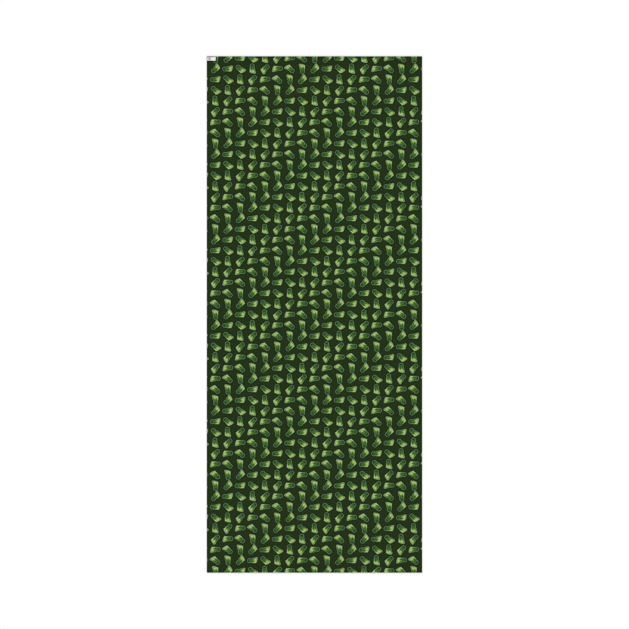 Bigfoot Footprint Wrapping Paper | Sasquatch Forest Gift Wrap | Cryptid All-Occasion Paper