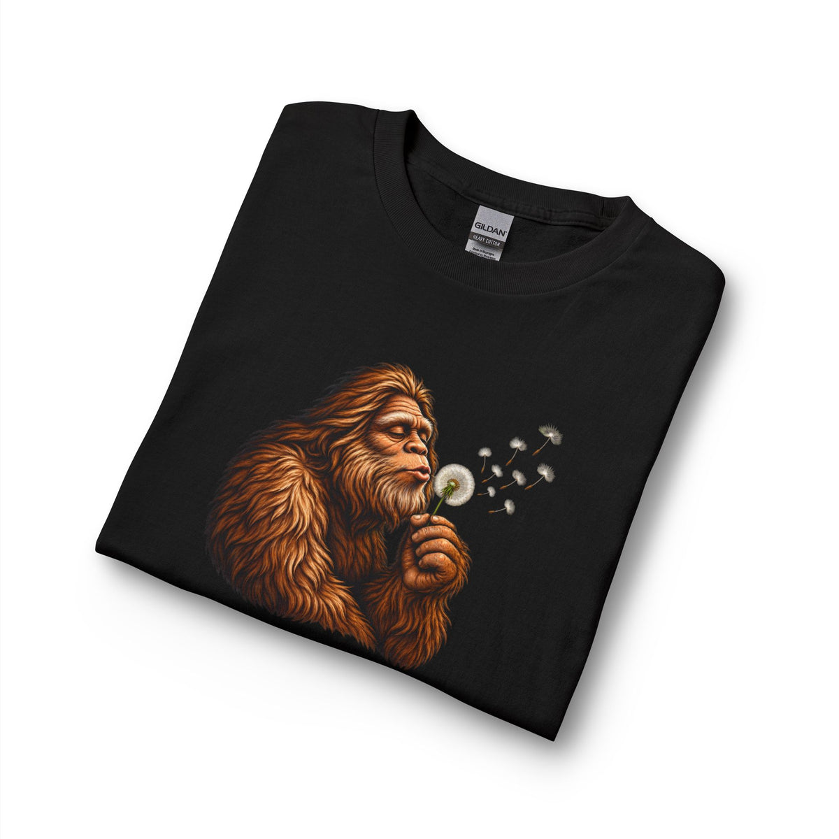 Bigfoot Blowing Dandelion Long Sleeve T-Shirt | Peaceful Sasquatch Nature Tee