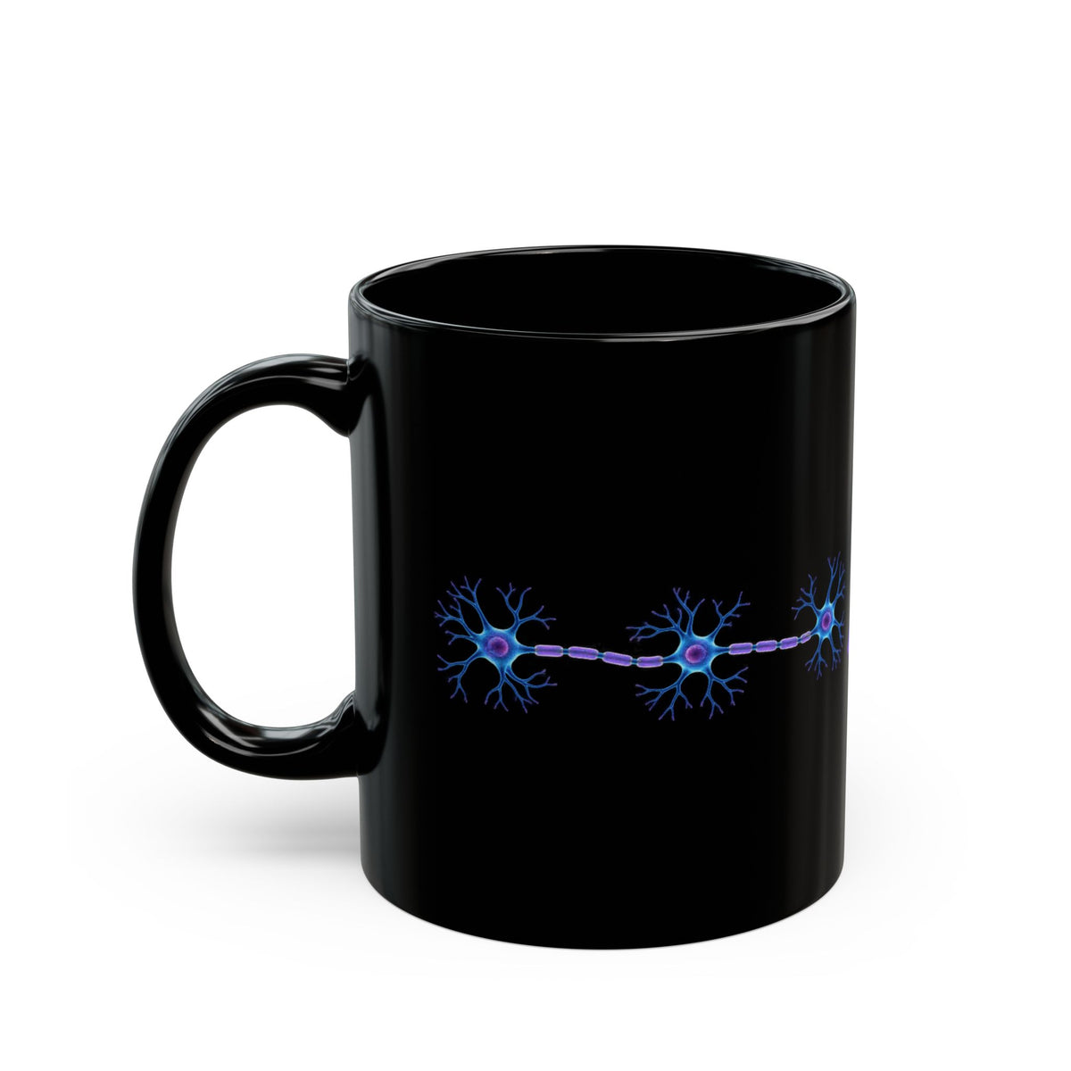 Epilepsy Awareness Neuron & Purple Ribbon Black Ceramic Mug | 11 oz & 15 oz