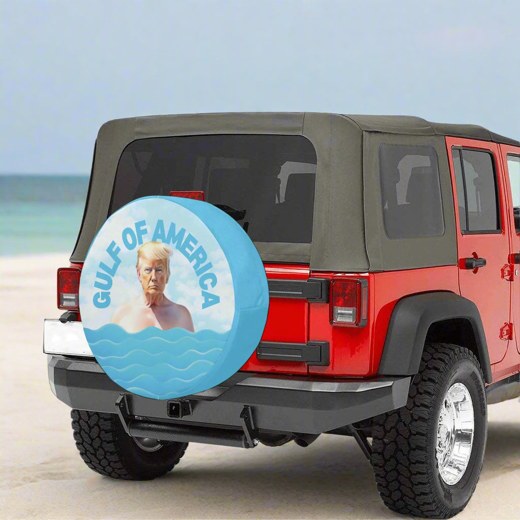 Trump in the Gulf Spare Tire Cover (Medium)(16")