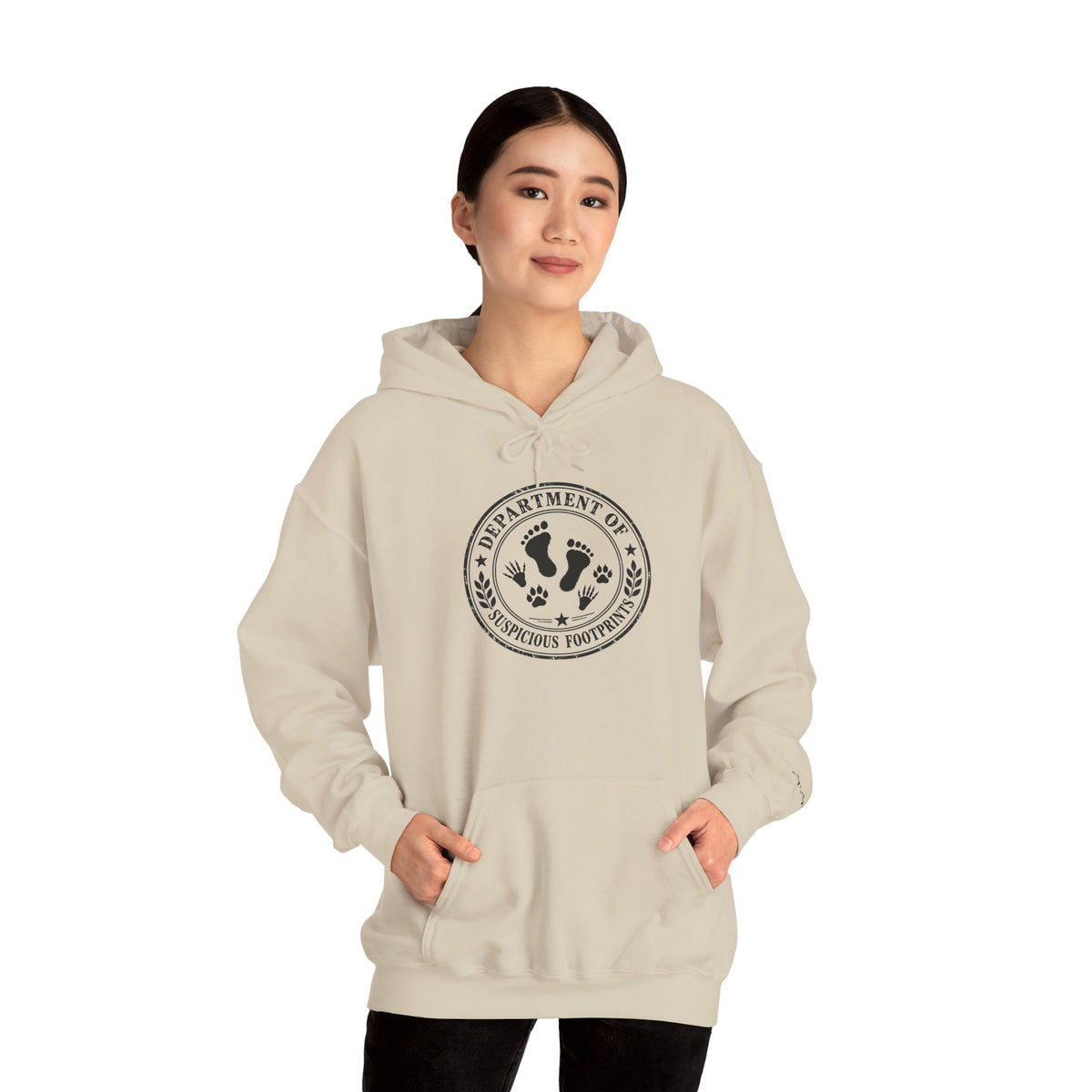 Department of Suspicious Footprints Hoodie | Bigfoot, Raccoon & Cat Cryptid Sweatshirt