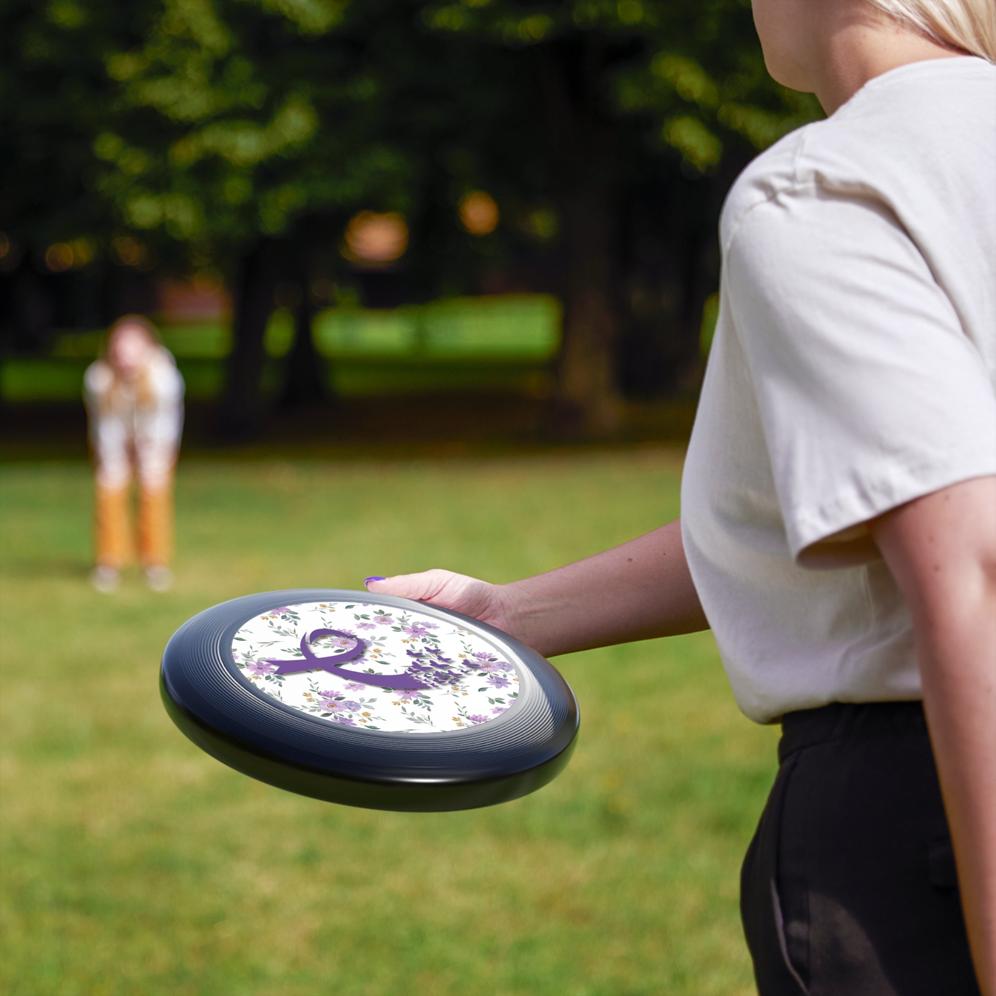 Purple Floral Ribbon Wham-O Frisbee | Outdoor Fun & Awareness