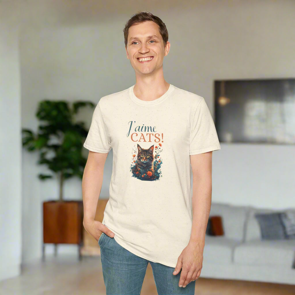 J'aime Cats Unisex Softstyle T-Shirt - Perfect Gift for Cat Lovers