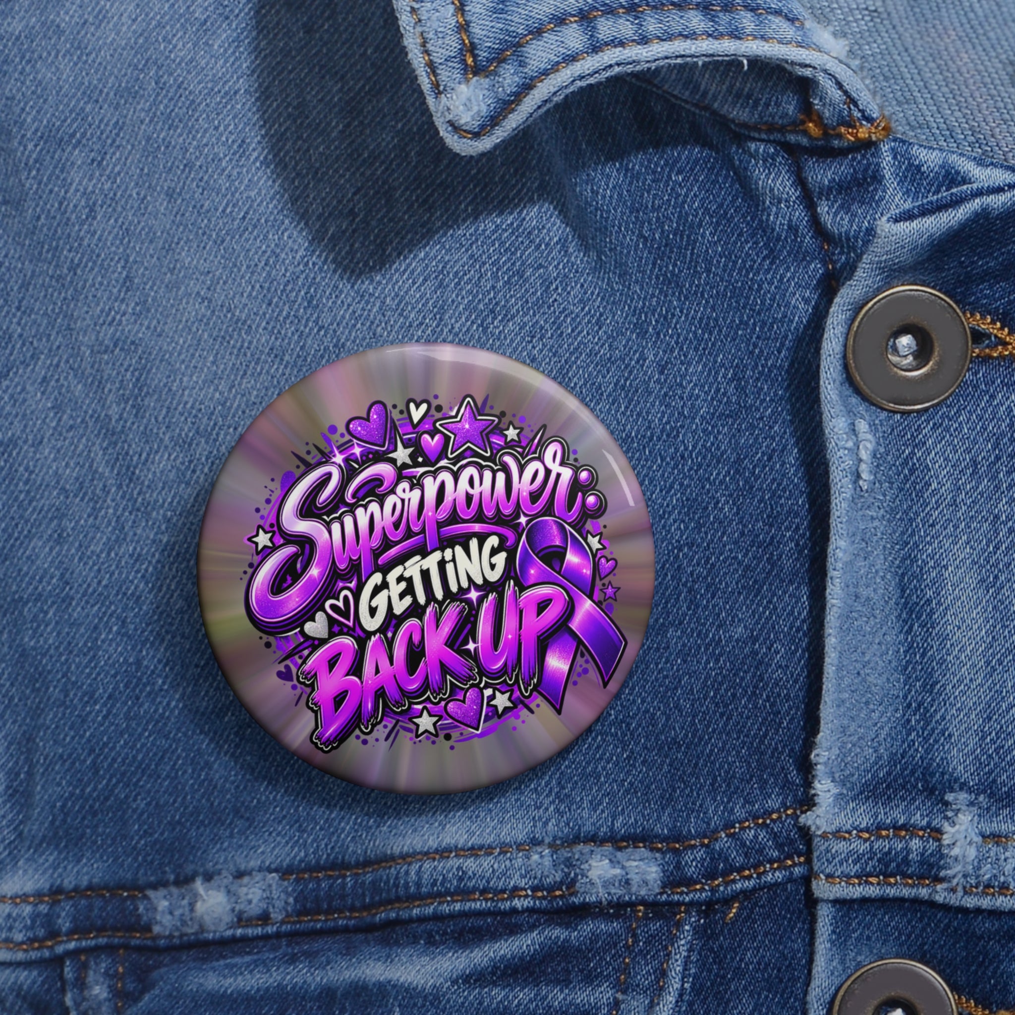 Superpower: Getting Back Up Epilepsy Awareness Pin Button