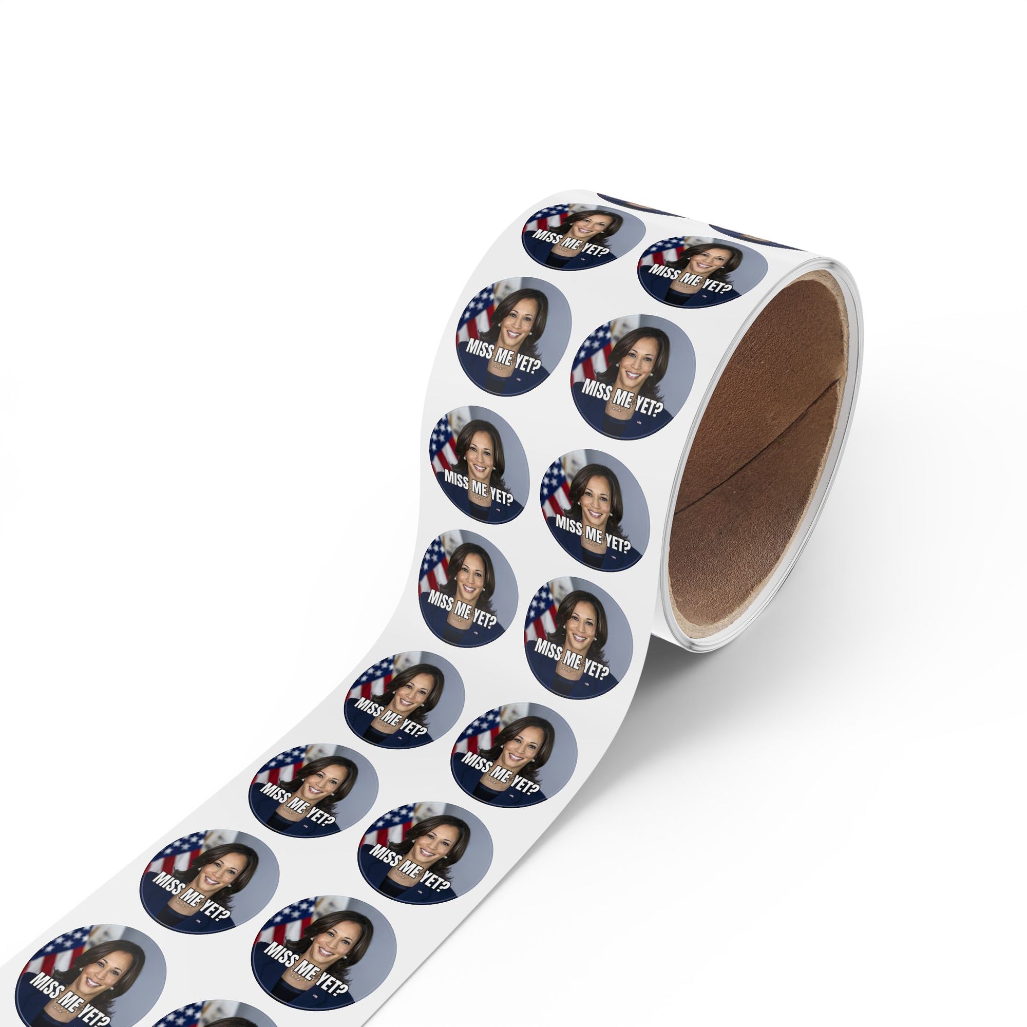 Political Round Sticker Rolls - Kamala 'Miss Me Yet?'
